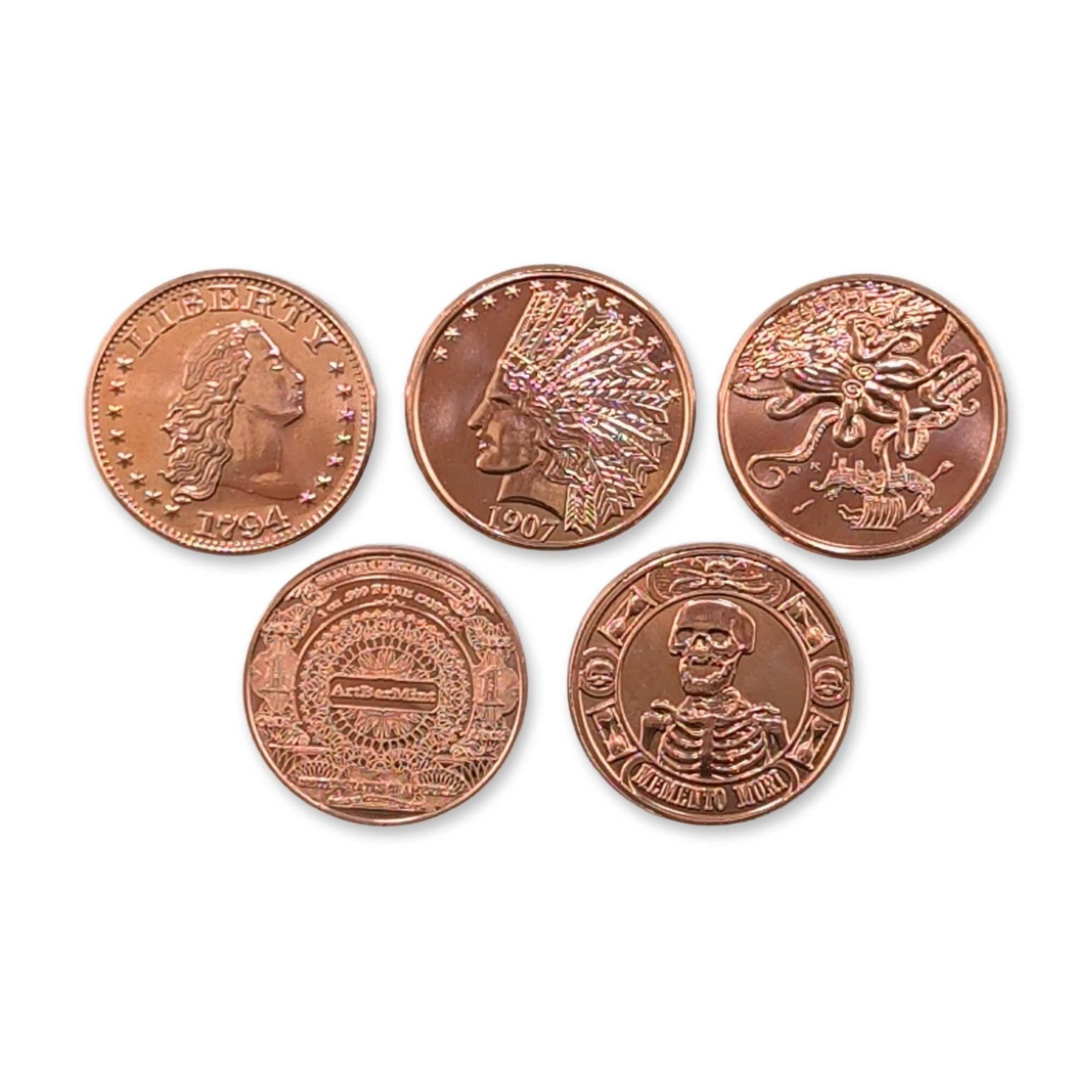 5pc .999 Fine Bullion Copper Rounds (1 of 4)
