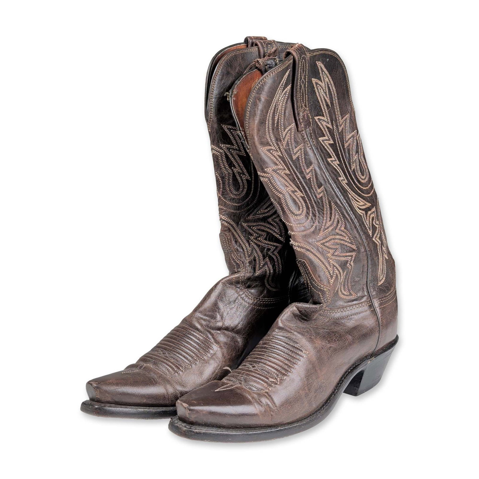 Pair of Lucchese 1883 Brown Leather Cowboy Boots (1 of 5)