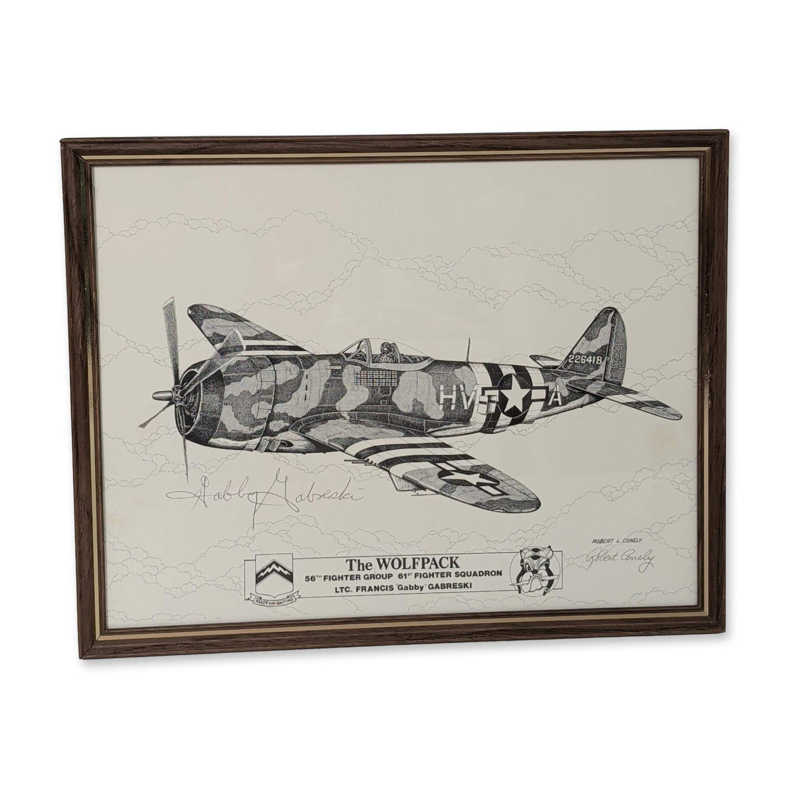 Robert L. Conely, Print on Paper The Wolfpack, Signed & Autographed by Gabby Gabreski (1 of 4)