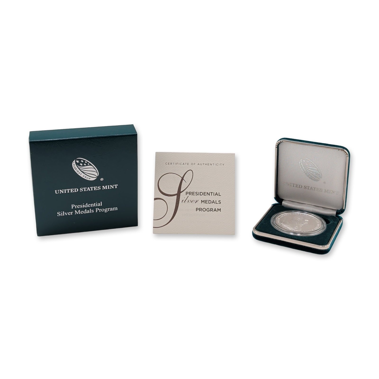 US Mint Andrew Jackson .999 Fine Silver Medal: US Mint Presidential Silver Medals Program medal struck in 99.9 percent silver. The obverse features a profile portrait of Andrew Jackson with inscriptions reading Andrew Jackson President of the Unit