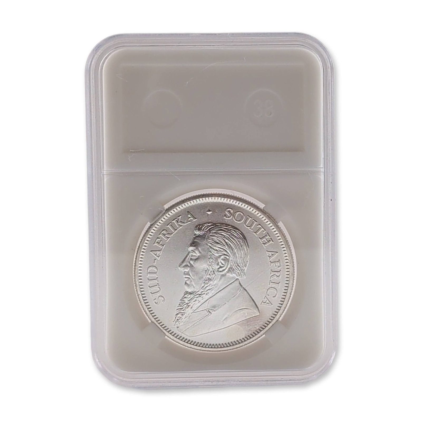 2022 1 oz South African Silver Krugerrand Coin: South African Mint, 2020. Silver Krugerrand bullion coin struck in 1 oz of .999 fine silver. Paul Kruger obverse with dual-language country name inscriptions South Africa and Suid-Afrika. Springbok re