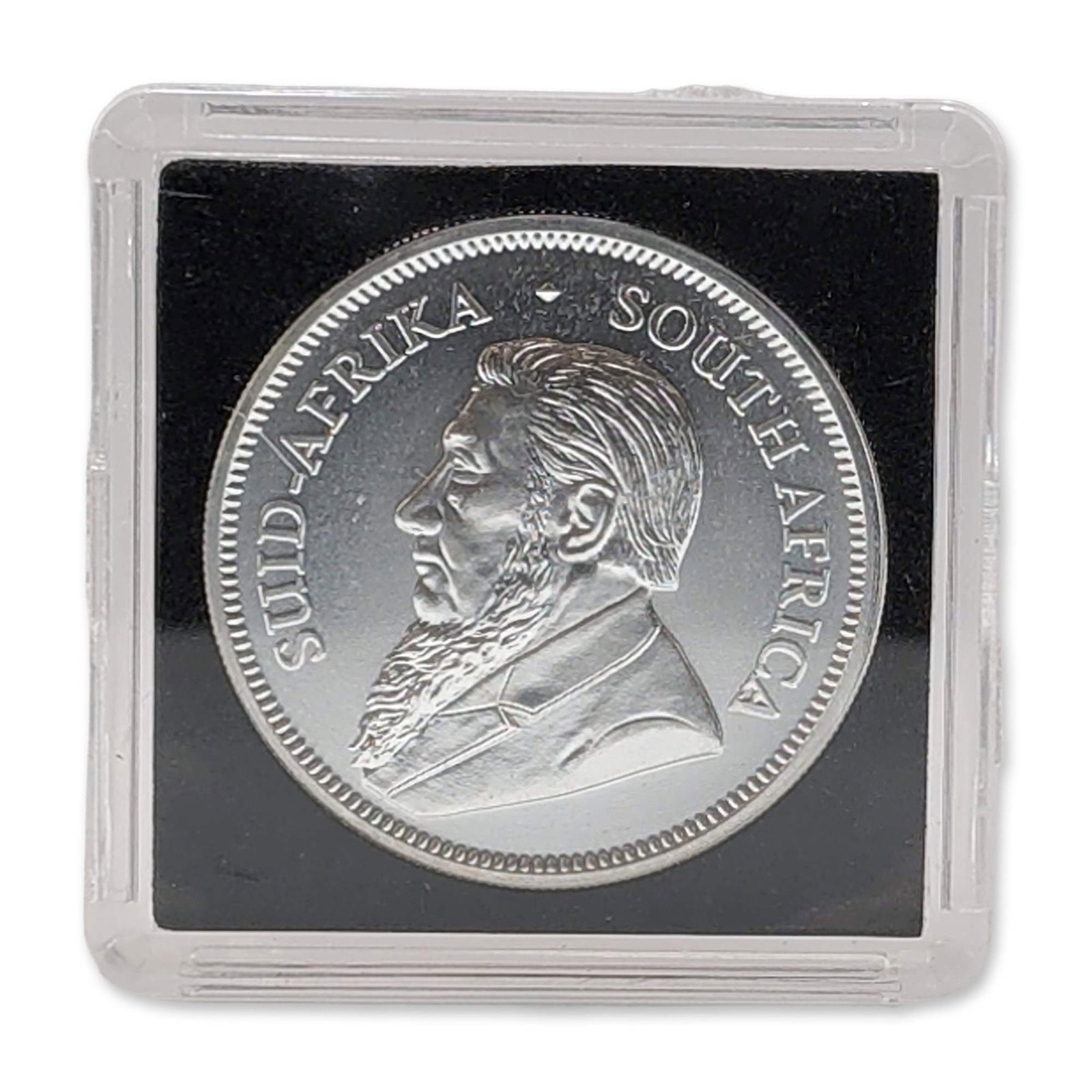 South Africa Krugerrand Fine Silver Coin: 2020 South African Mint bullion coin. Krugerrand struck in 1 oz of .999 fine silver, featuring the Paul Kruger obverse and Springbok reverse. Obverse inscriptions include South Africa and