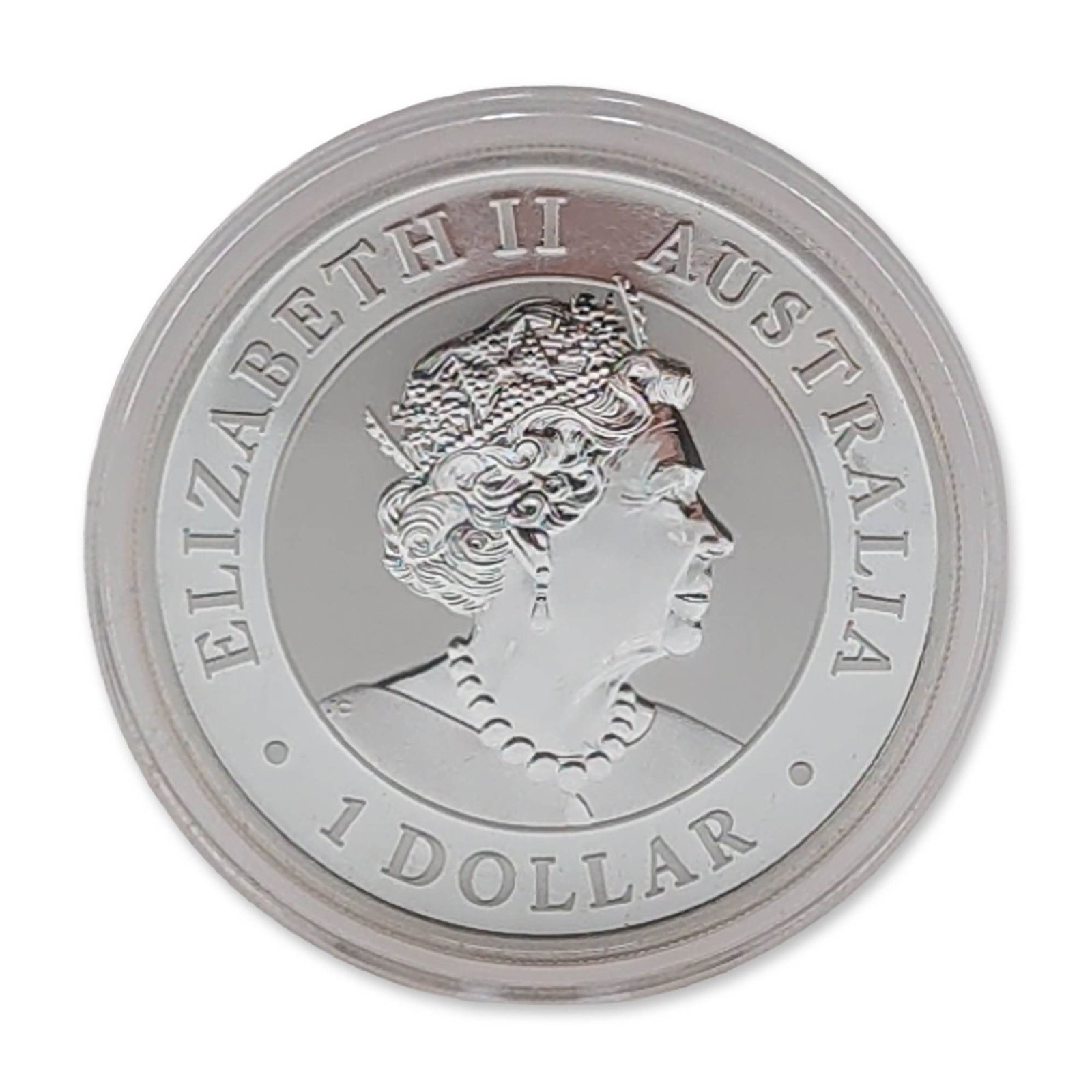Perth Mint AU 2020 Wedge-Tailed Eagle Silver Coin: Perth Mint, AU, 2020. Wedge-Tailed Eagle 1 dollar coin in .9999 fine silver. The obverse features the Jody Clark effigy of Queen Elizabeth II. The reverse depicts a wedge-tailed eagle preparing to