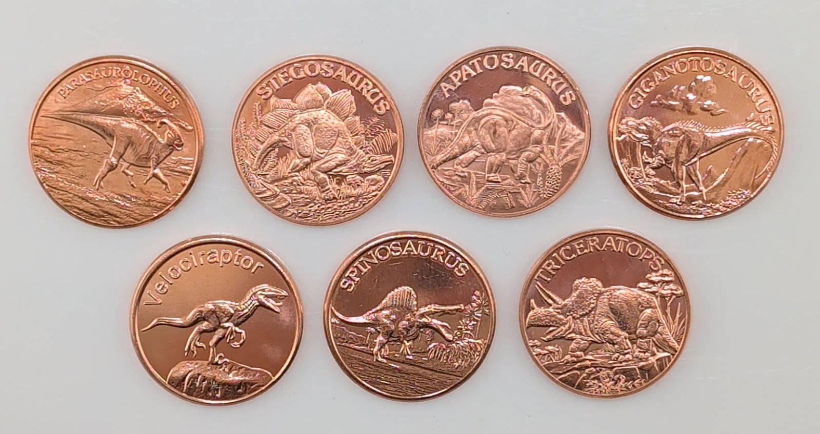 7pc US Dinosaur Copper Rounds - 2