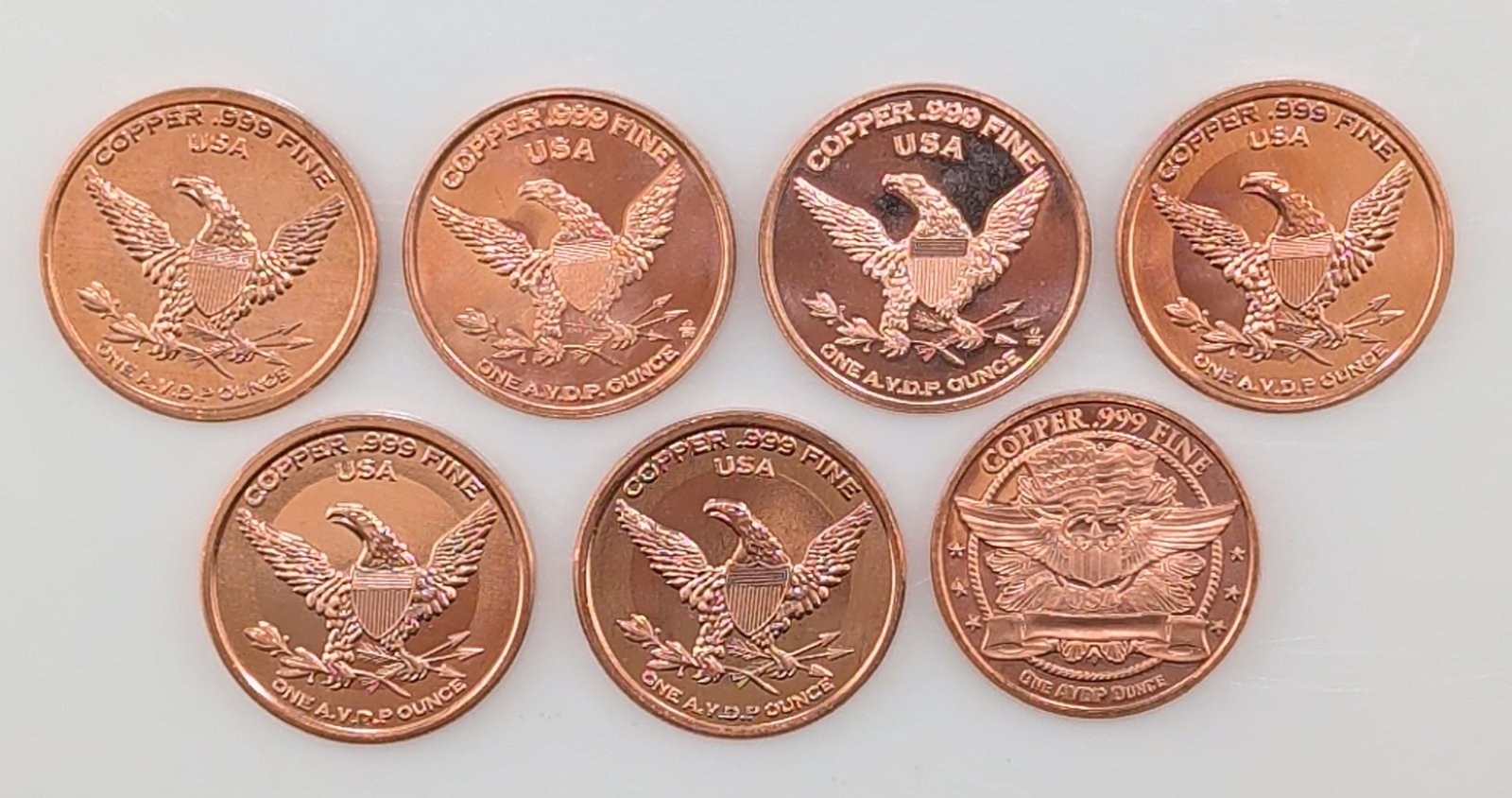 7pc US Dinosaur Copper Rounds - 4