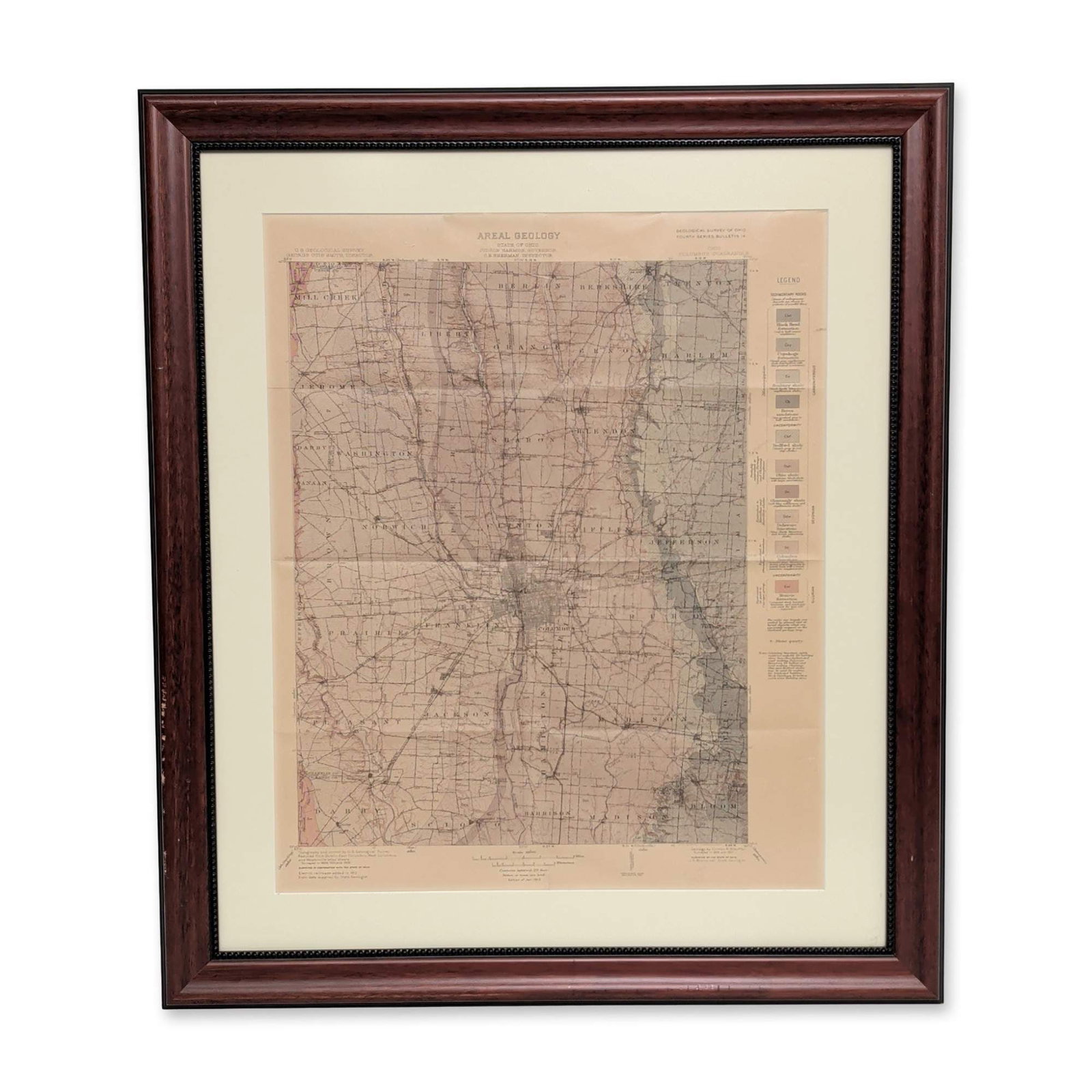 U.S. Geological Areal Survey Map, 1913 State of Ohio Framed (1 of 5)