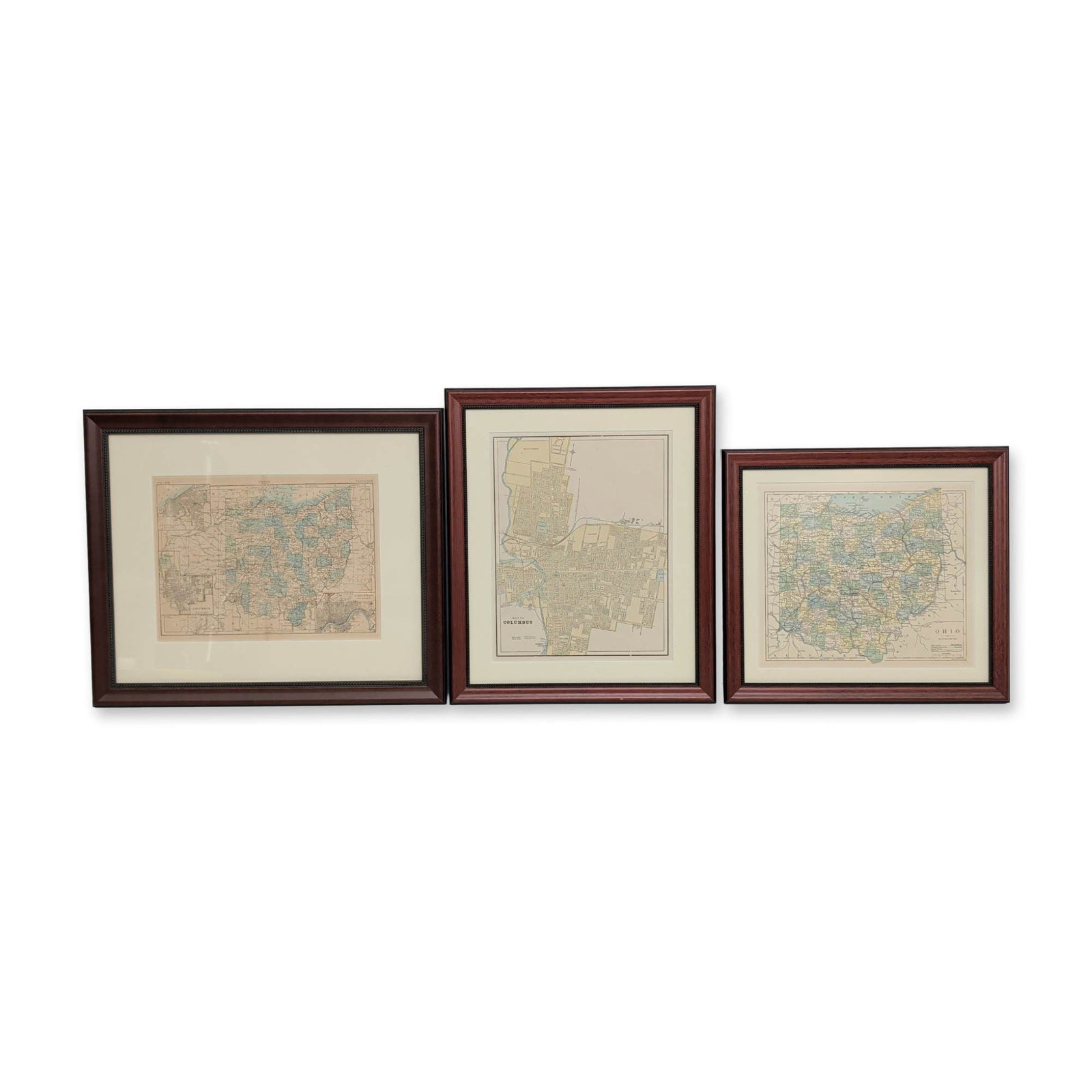 Three Framed Cartographic Prints of Ohio and Columbus (1 of 5)