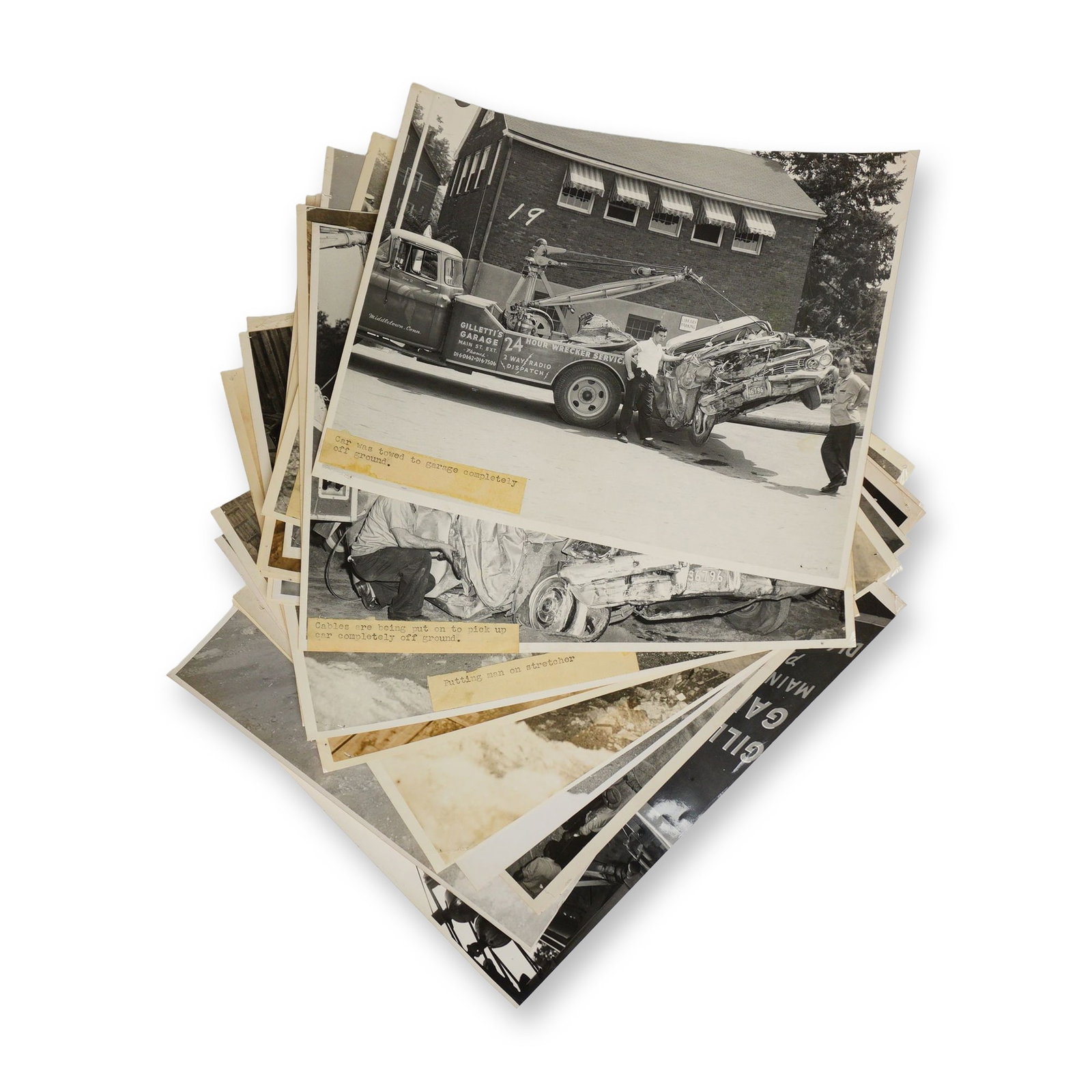 20 Piece Collection of 1959 Photojournalism Bridge Construction Site Car Wreck (1 of 4)