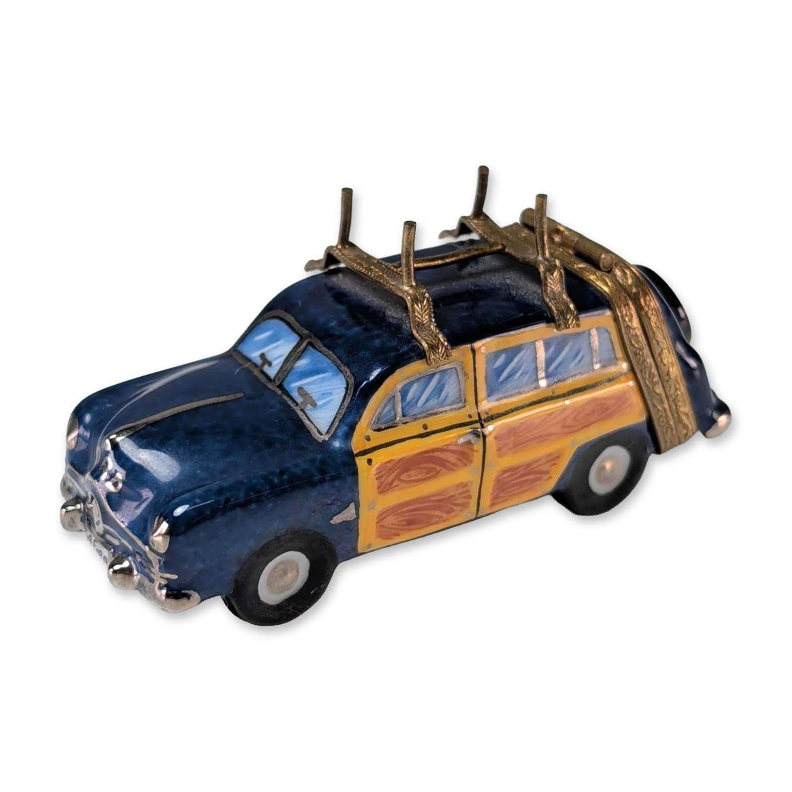 Limoges France Hand Painted Porcelain Woodie Station Wagon Box (1 of 5)