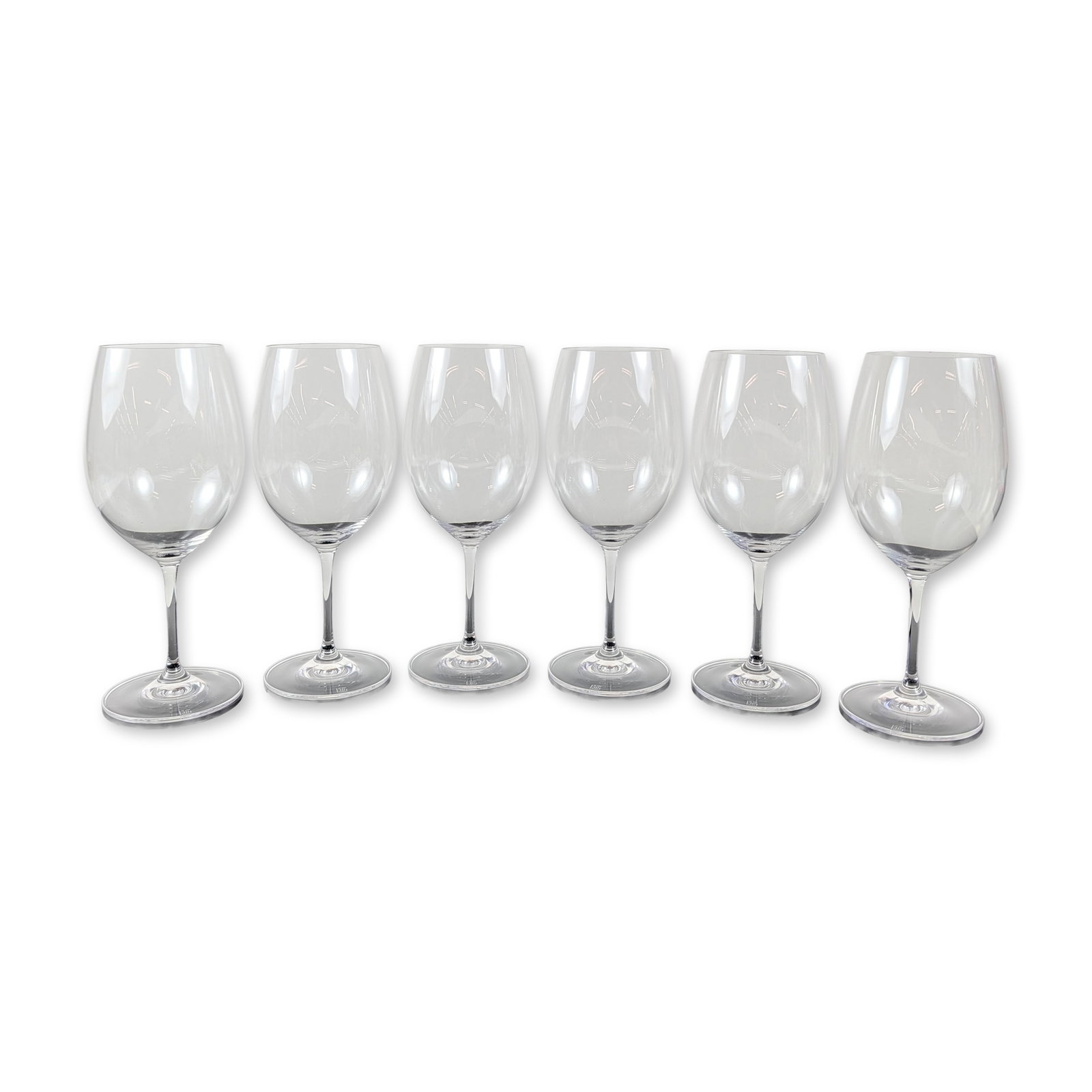 6pc Richard Brendon x Jancis Robinson Crystal Wine Glasses: Richard Brendon x Jancis Robinson collaboration. Set of six universal wine glasses in mouth-blown lead-free crystal, featuring a thin-walled tapered bowl, slender pulled stem, and flat circular foot. 