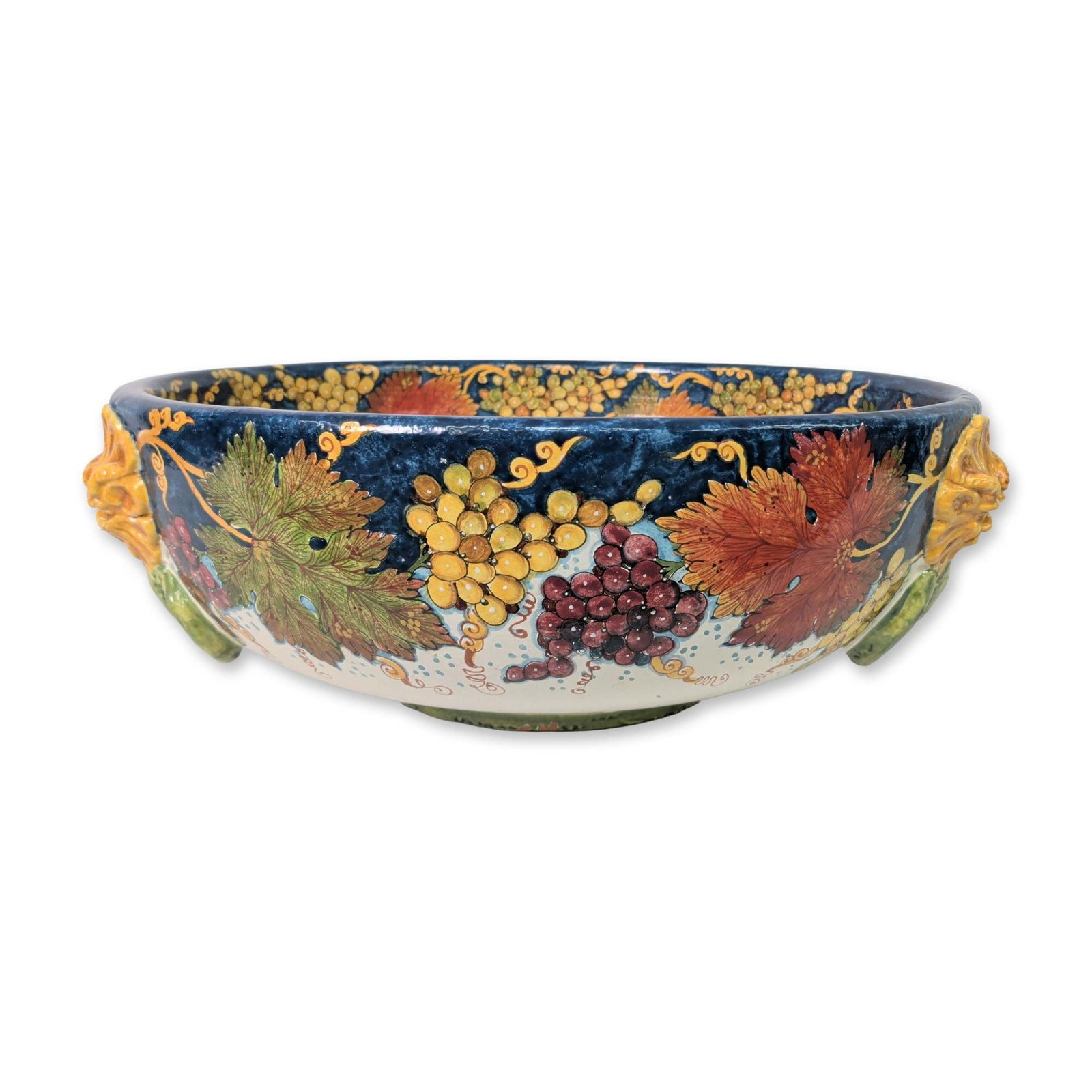 Leona Italy Hand-Painted Majolica Monumental Fountain Basin / Centerpiece, Signed (1 of 7)