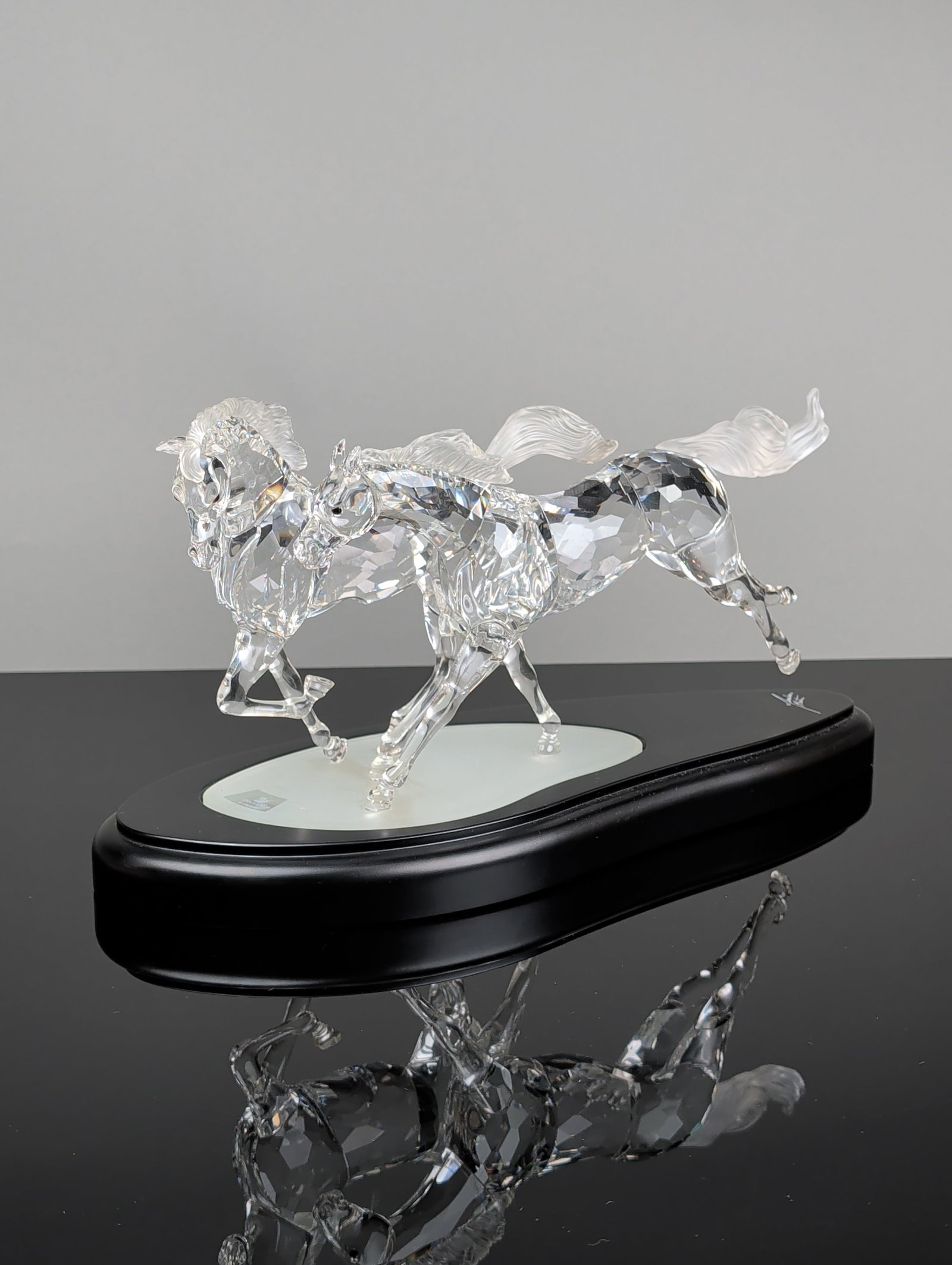 Swarovski Crystal 2001 Limited Edition Sculpture, Wild Horses: Swarovski Silver Crystal limited edition sculpture titled The Wild Horses (Spirit of Freedom), designed by Martin Zendron and released in 2001. The work depicts a trio of wild horses in dynamic poses,
