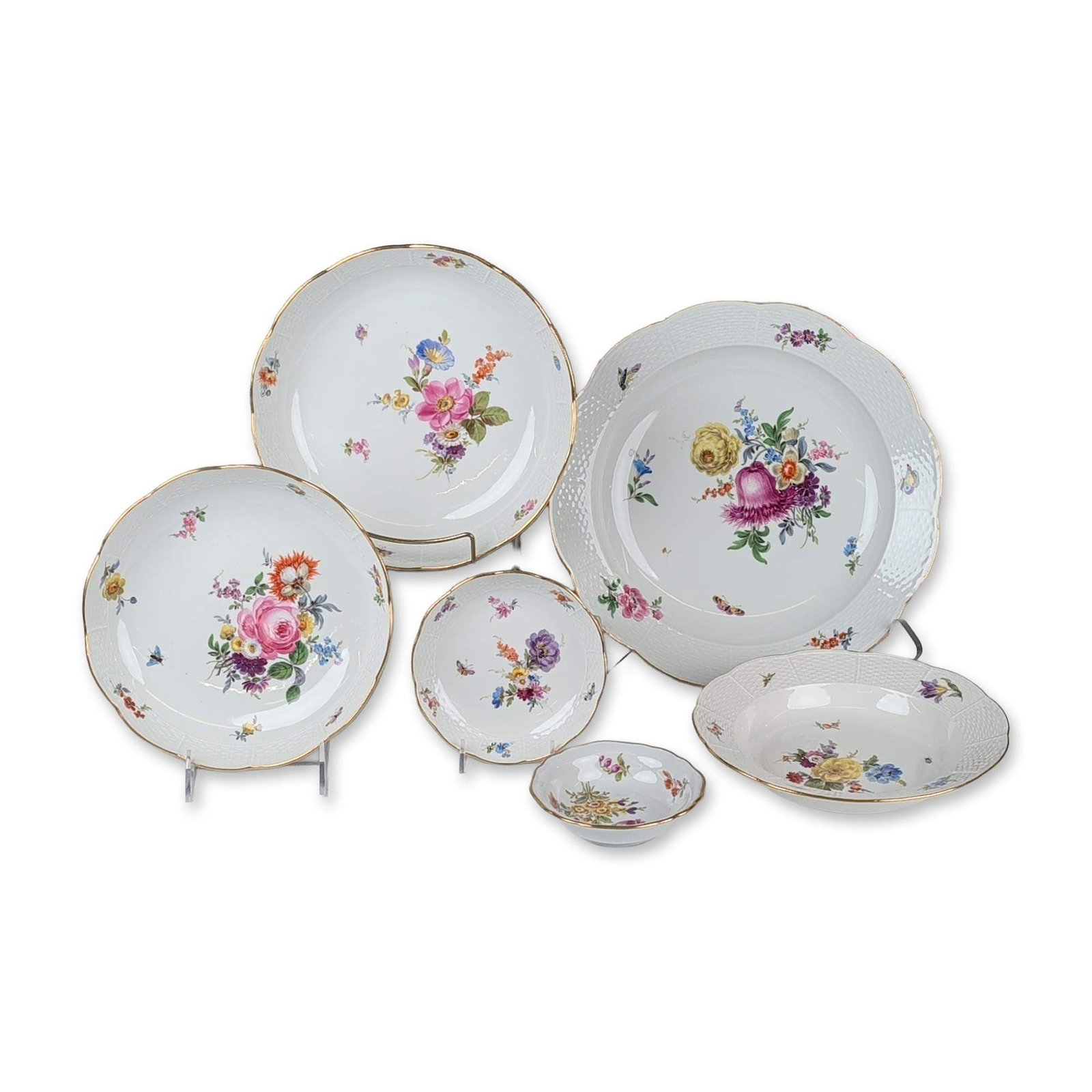 6pc Meissen Floral Porcelain Tableware Collection (1 of 3)