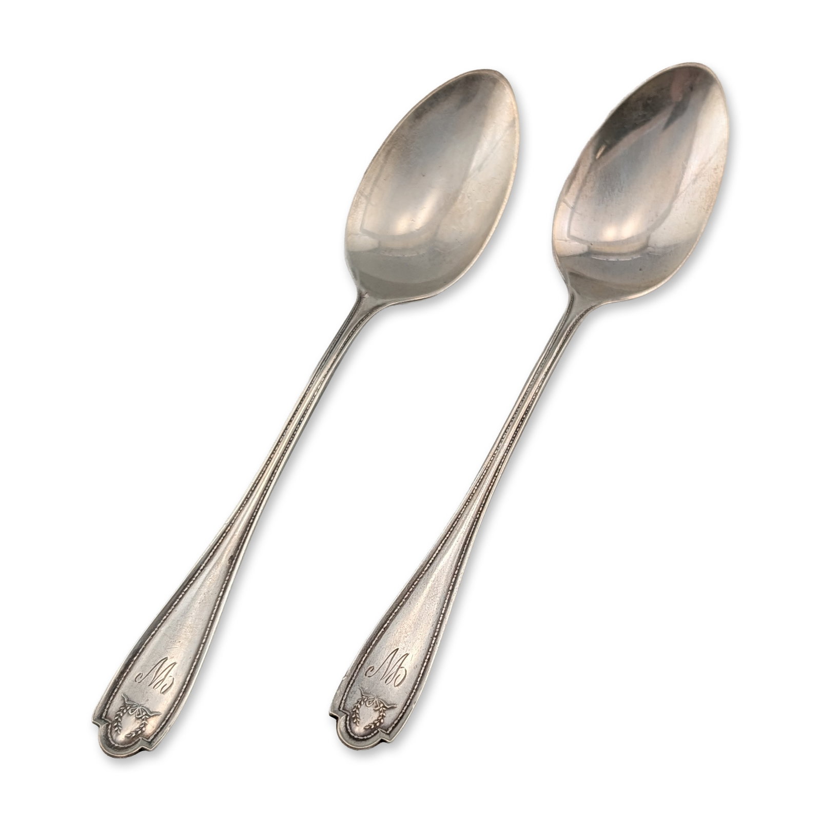 2pc Lunt Silversmiths Sterling Silver Wreath Teaspoons (1 of 4)