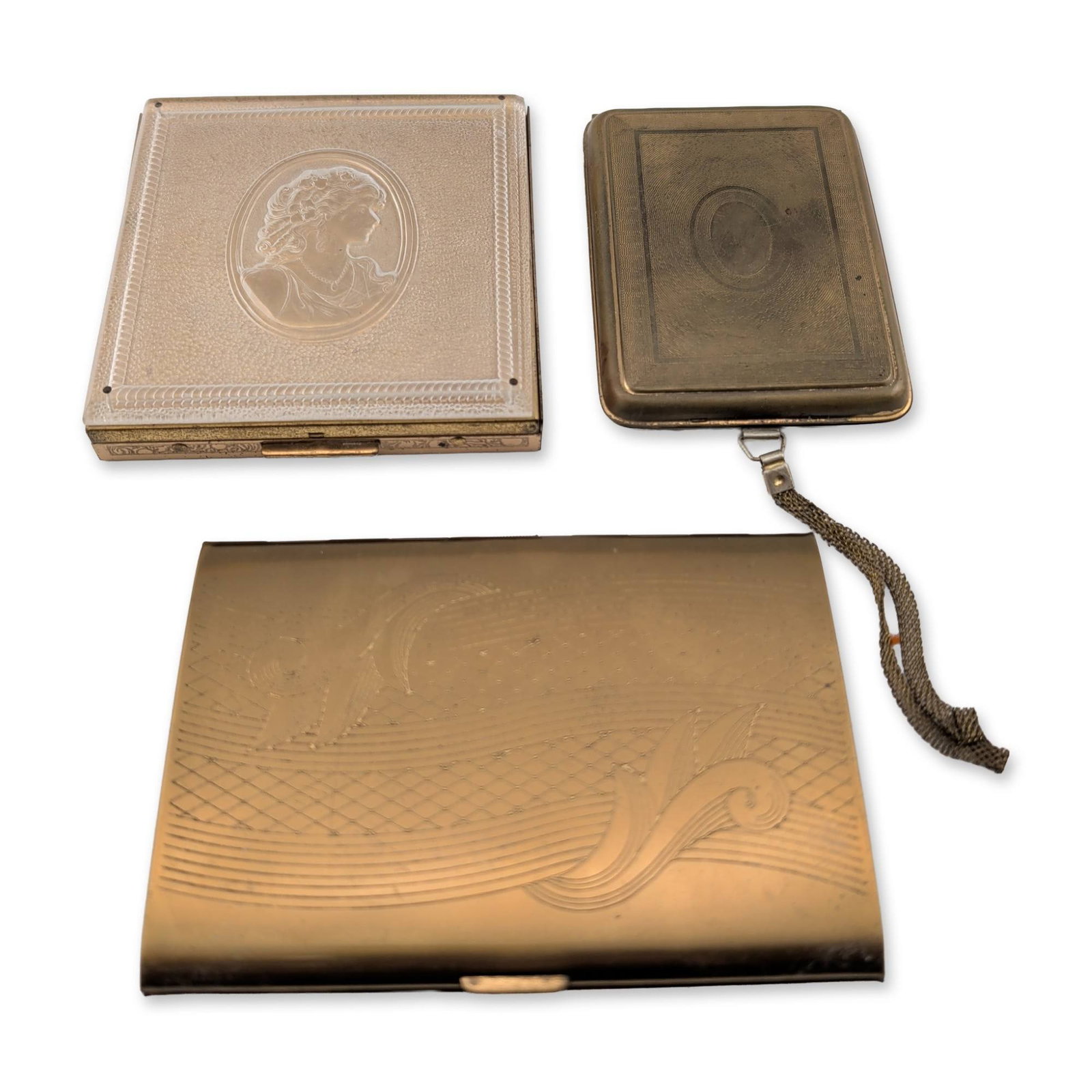 3pc Vintage Metal Compacts and Cigarette Case (1 of 5)