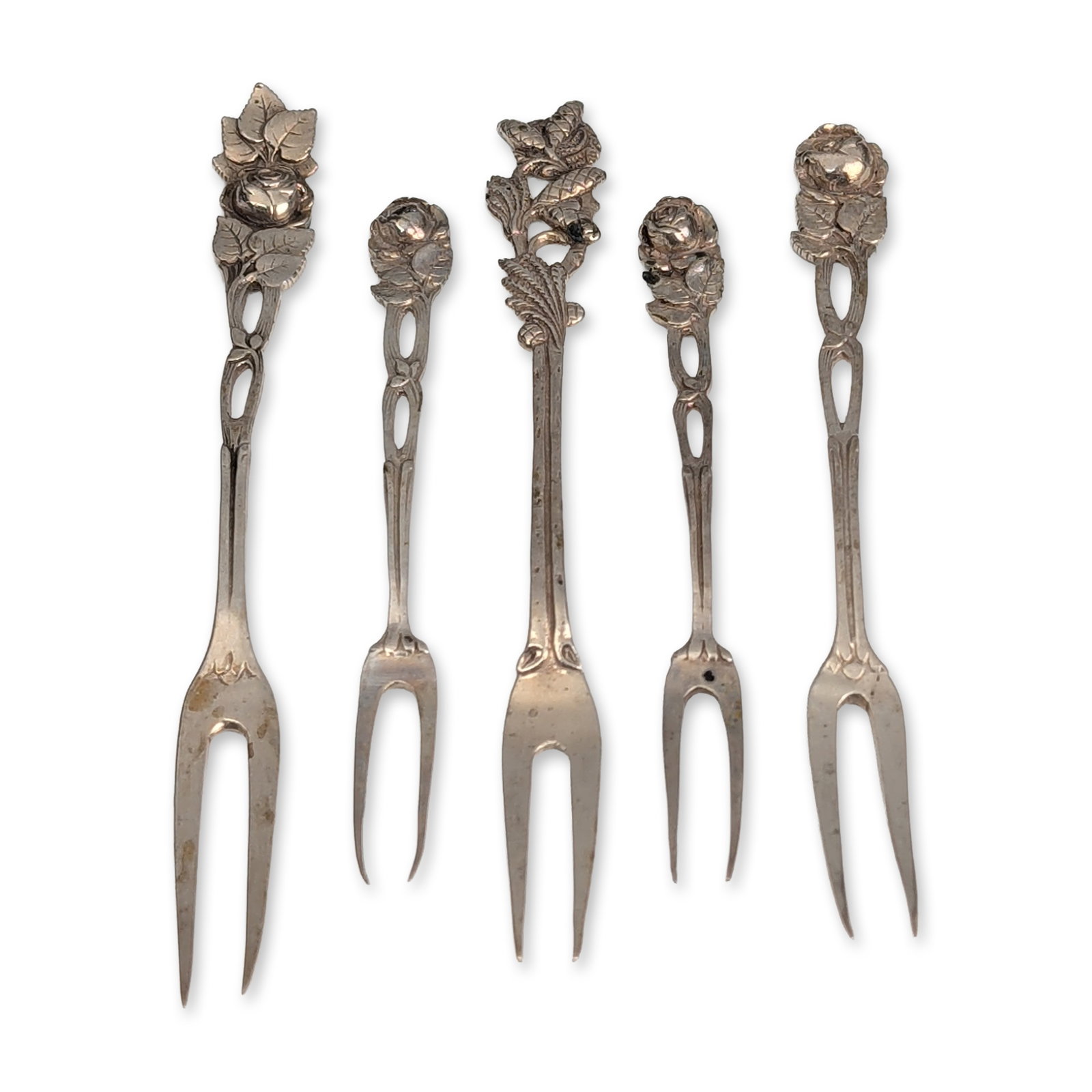 Five Piece 800 Silver Cocktail Forks (1 of 4)