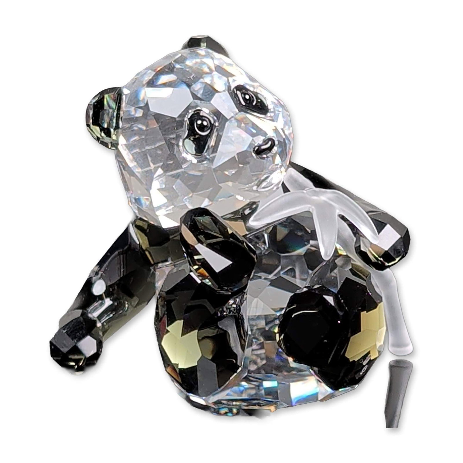 Swarovski SCS 2008 Panda Cub Figurine: Swarovski crystal figurine, SCS 2008 Annual Edition titled Panda Cub. The piece is constructed from faceted clear crystal for the body and head, with Jet black faceted crystal used for the limbs, ears