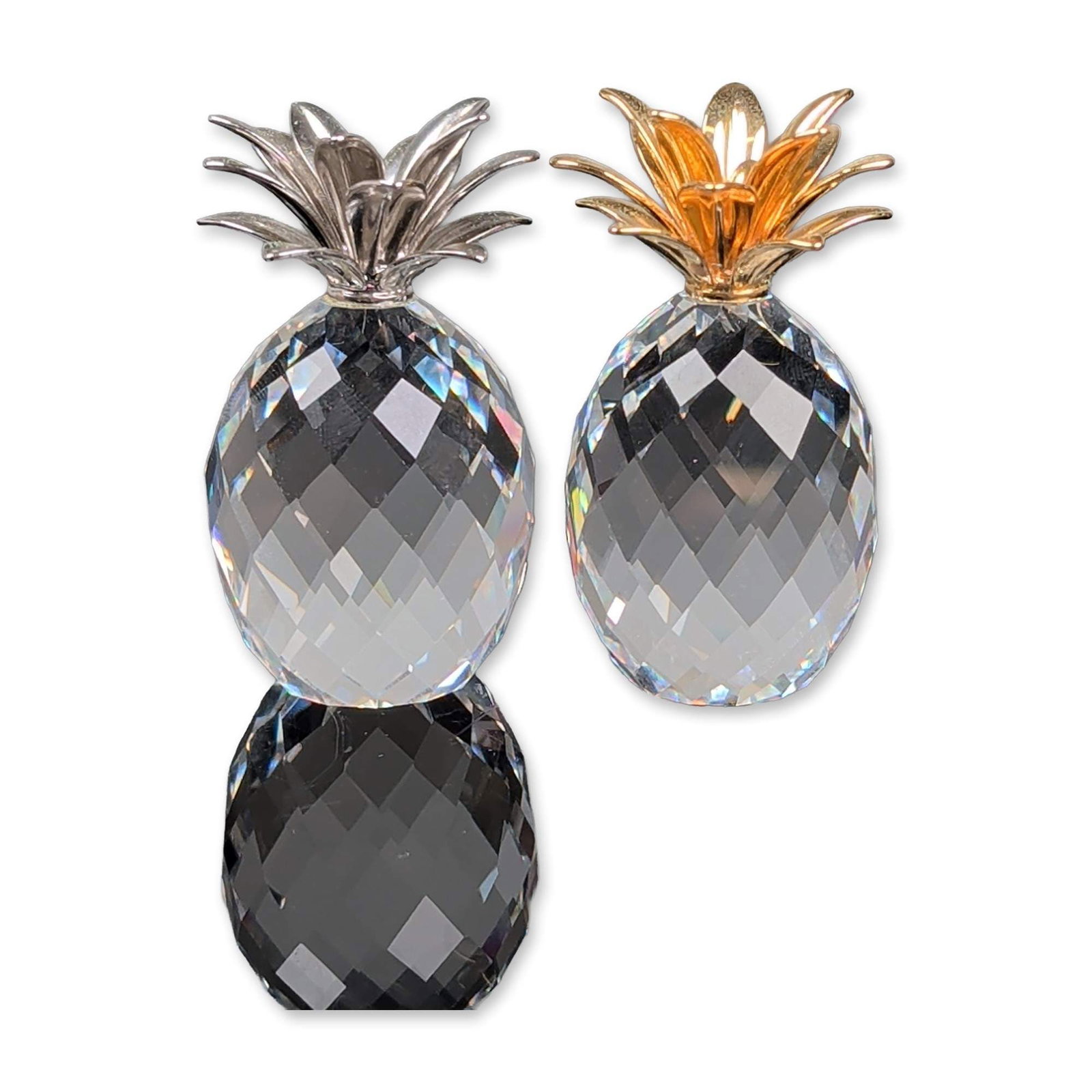 2pc Swarovski Silver Crystal Faceted Pineapple Figurines (1 of 4)