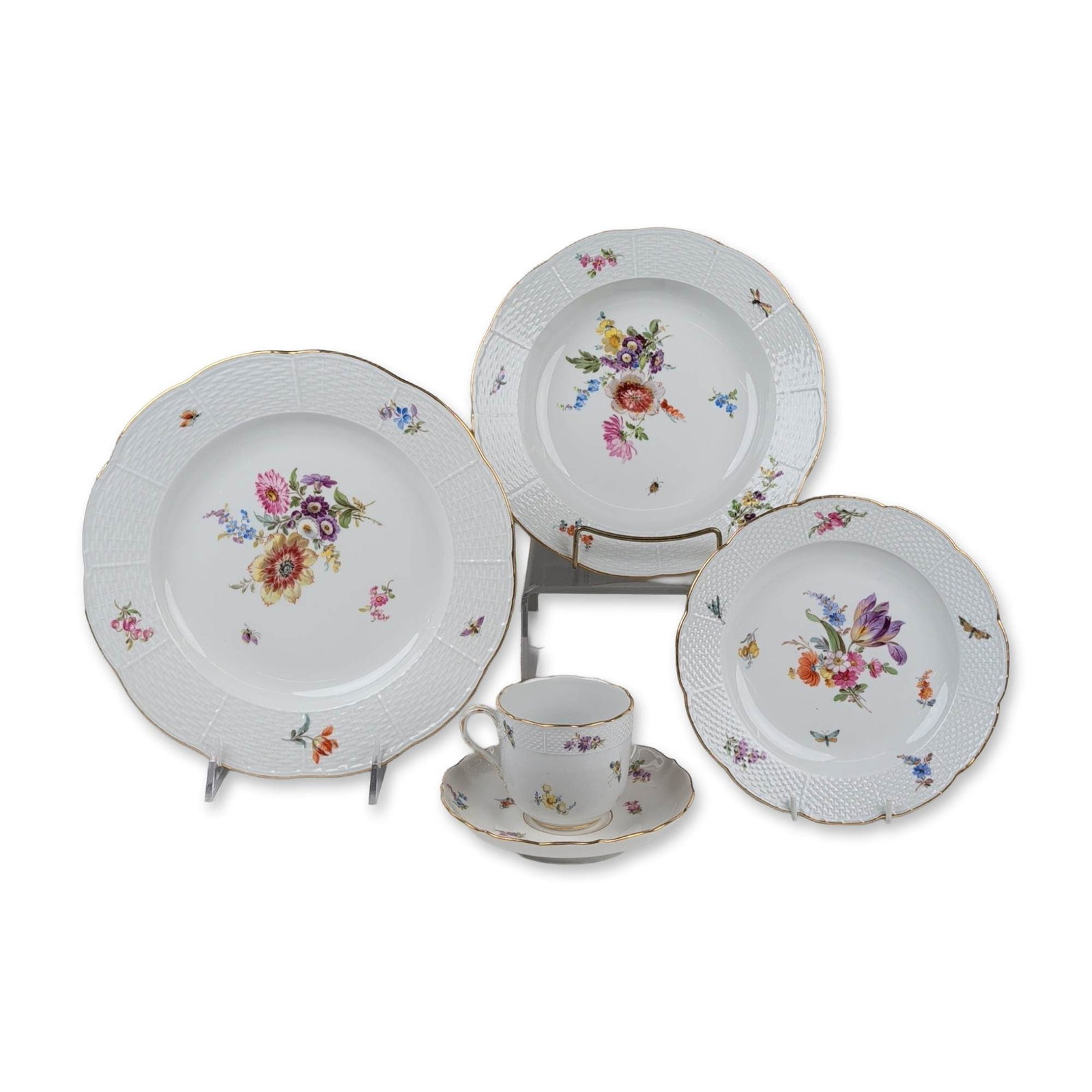 5pc Meissen Deutsche Blumen Porcelain Place Setting (1 of 3)