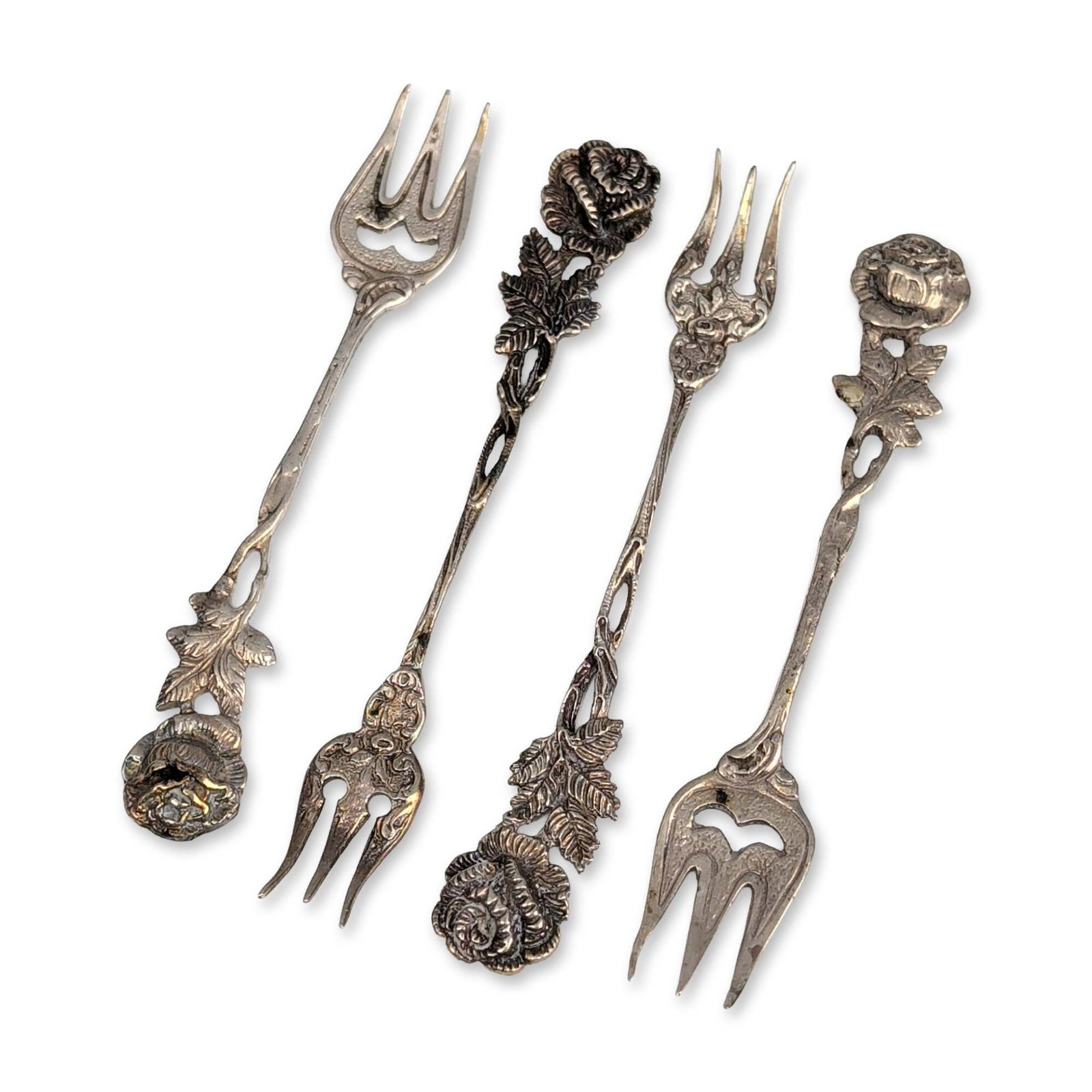 Four German 800 Silver Hildesheimer Rose Forks (1 of 4)