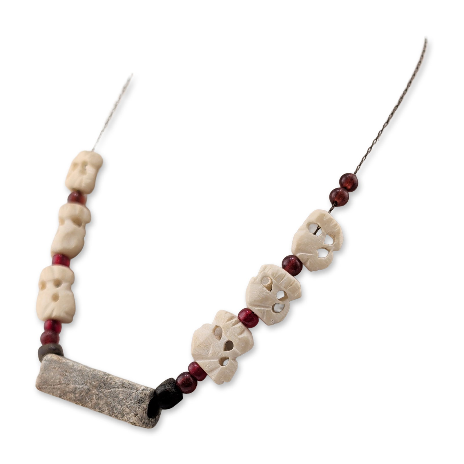 Artisan Carved Bone and Stone Pendant Necklace (1 of 3)