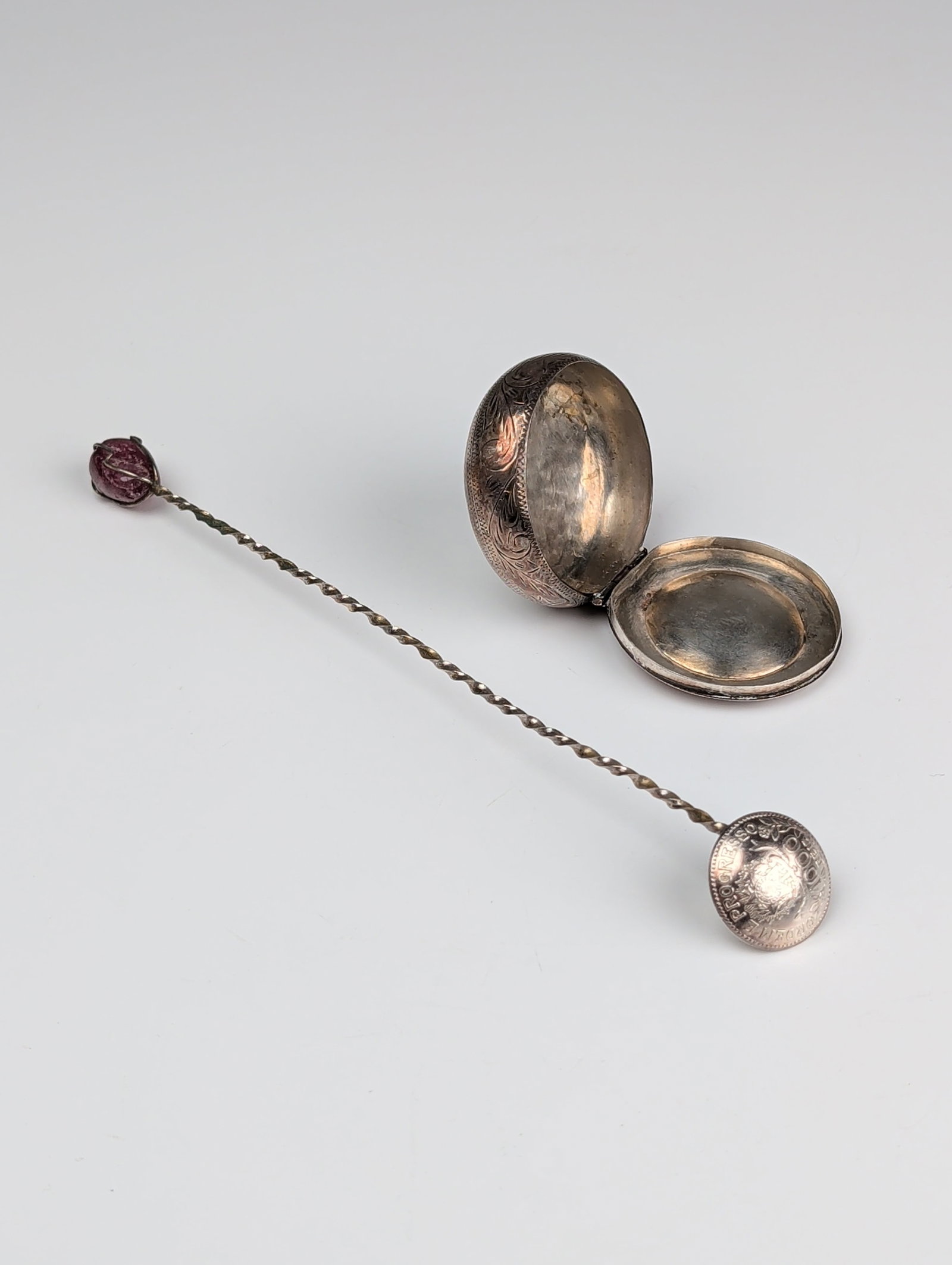 Two Silver and Gemstone Decorative Items - 2