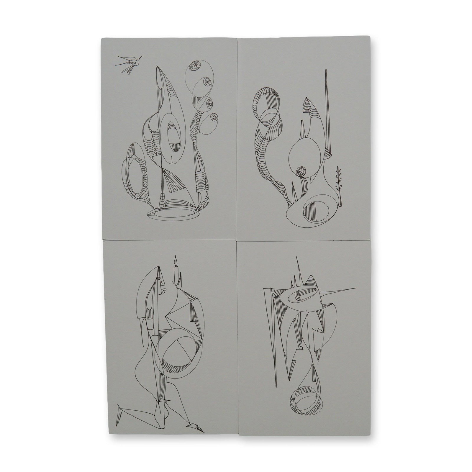 4pc Alfonso Rendon aka Masplata (Panamanian, 1957 - 2025), Pen Sketch on Board, Figuras: Small format Figuras pen sketch with on white board - Unsigned. Artist: Alfonso Rendon aka Masplata (Panamanian, 1957 - 2025) Dimensions: 6"L x 9"H