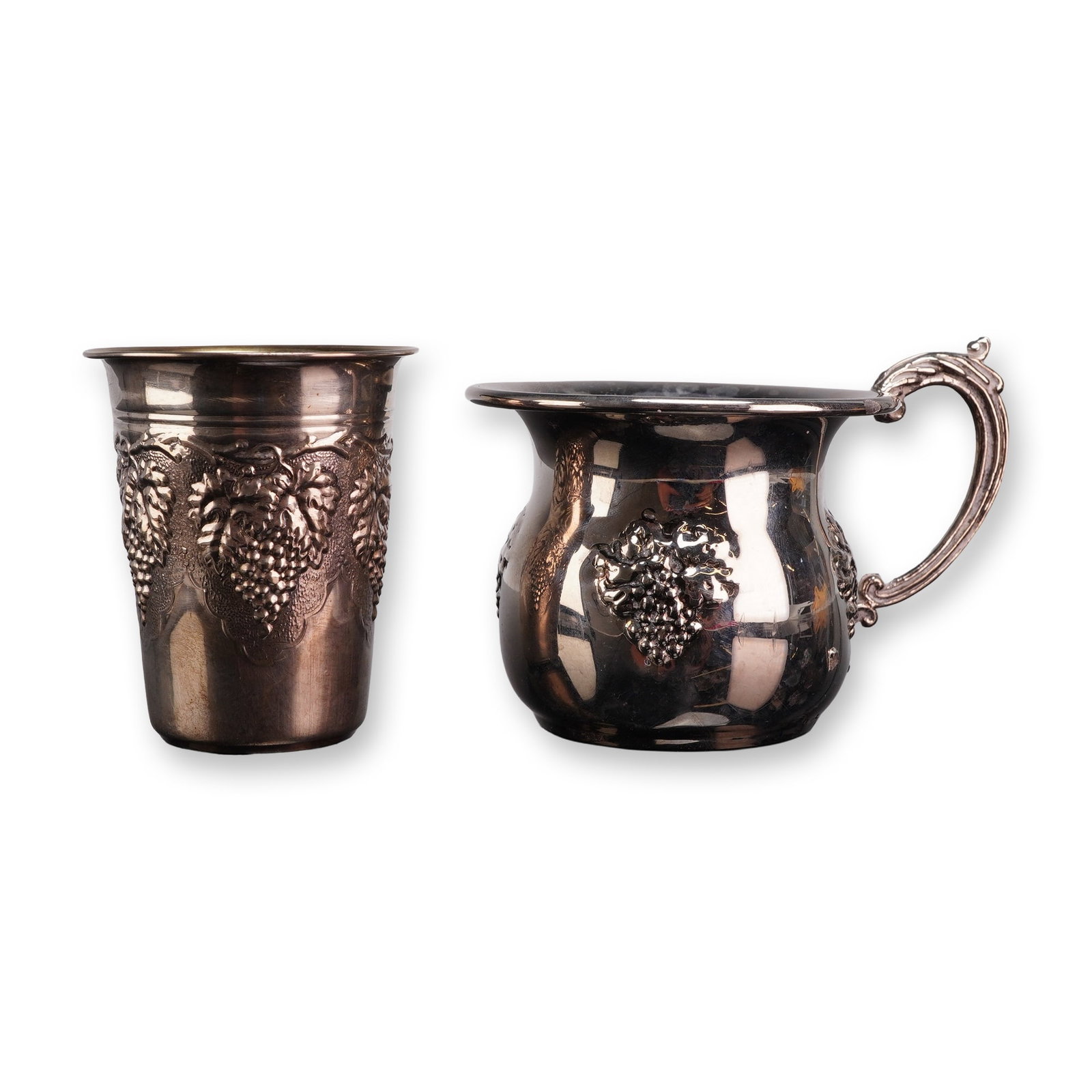 2pc Judaica 925 Sterling Silver Kiddush Cup and Silverplated Mug (1 of 4)