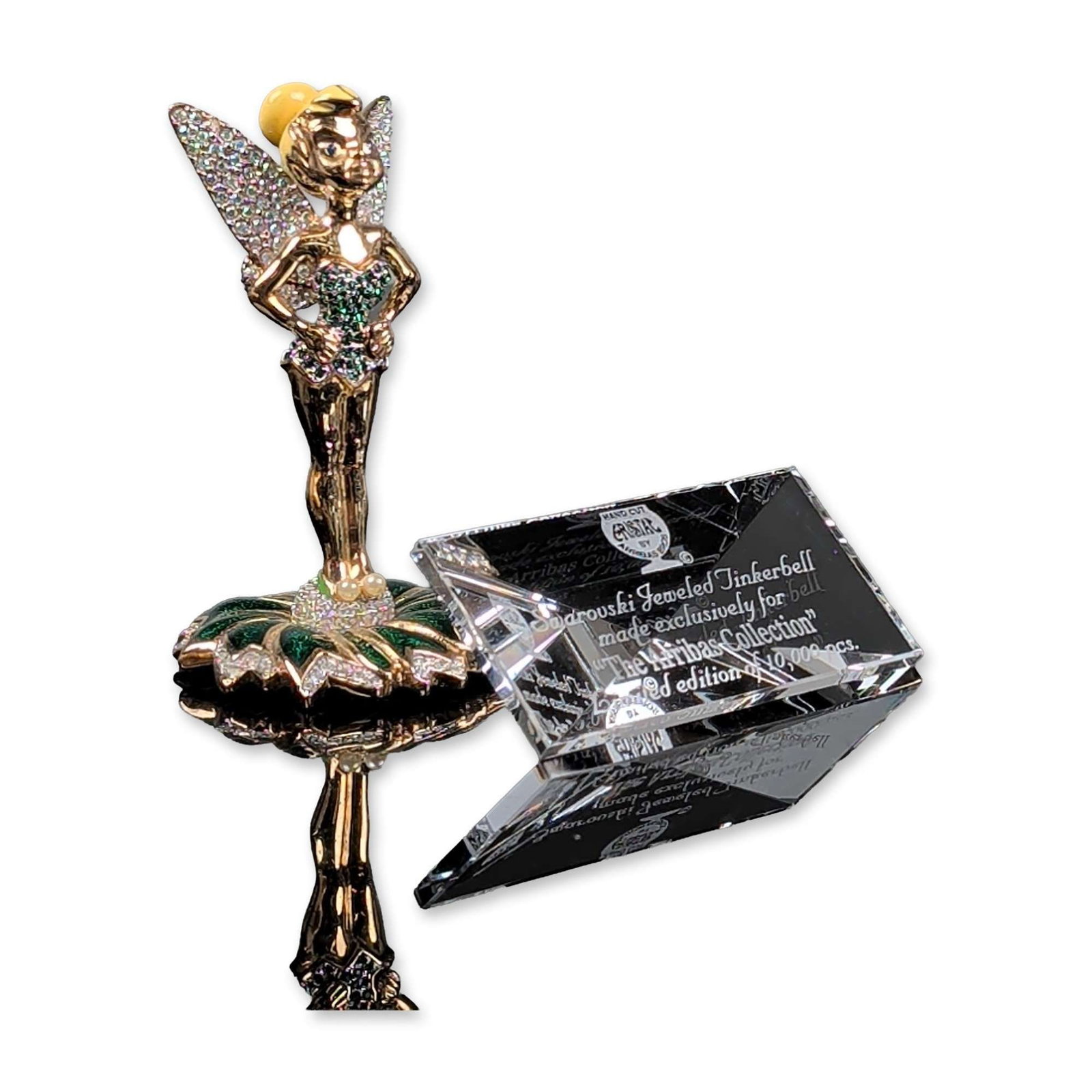 2pc Arribas Brothers Disney Jeweled Tinkerbell Figurine and Title Plaque (1 of 5)