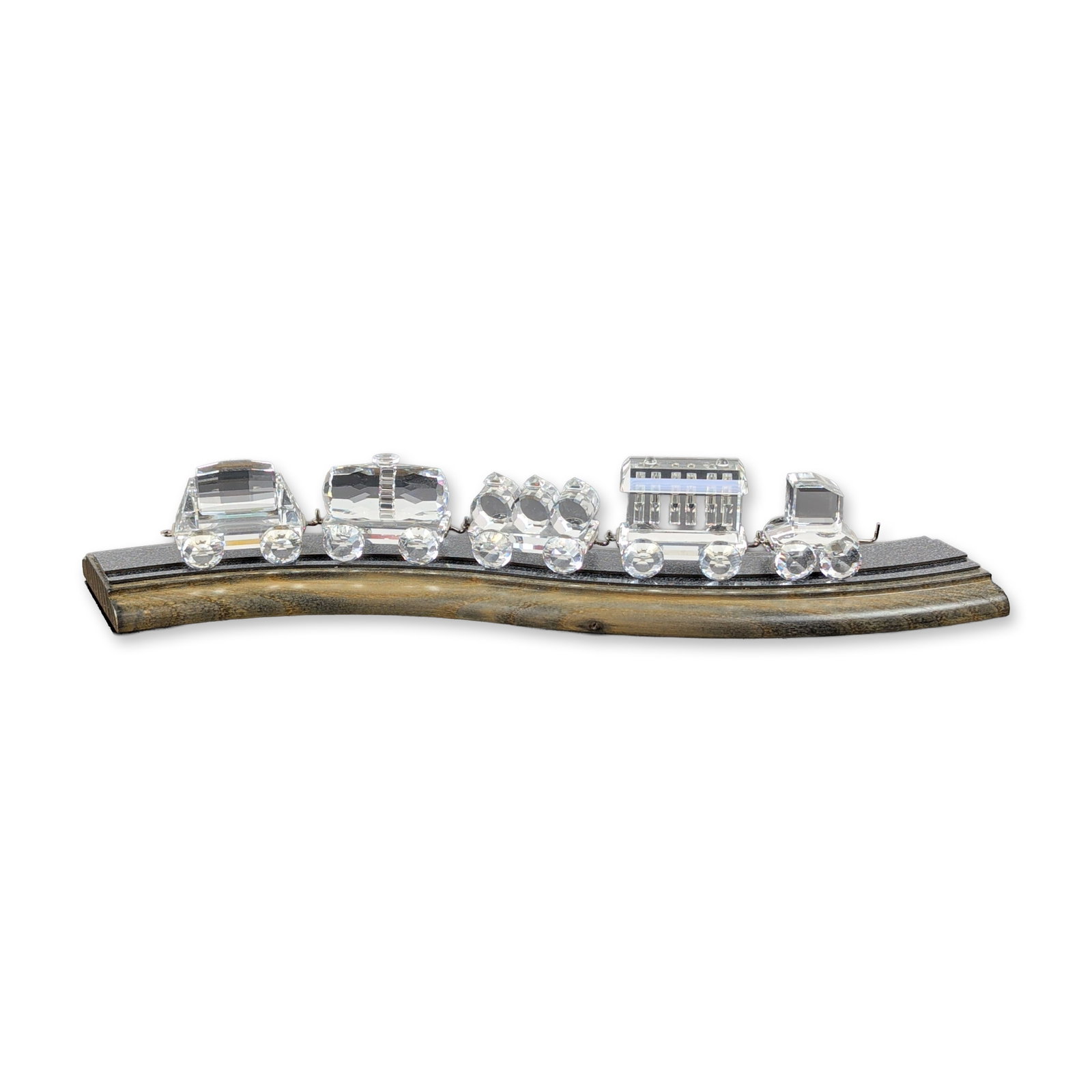 6pc Swarovski Silver Crystal Train Figurines with Display Track Base (1 of 6)