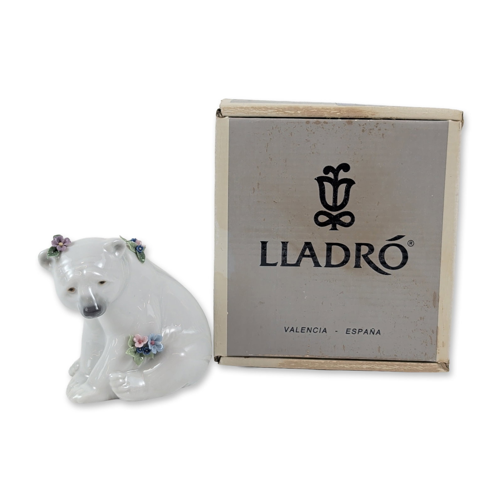 Lladro Polar Bear Seated with Wildflowers Figurine (1 of 6)