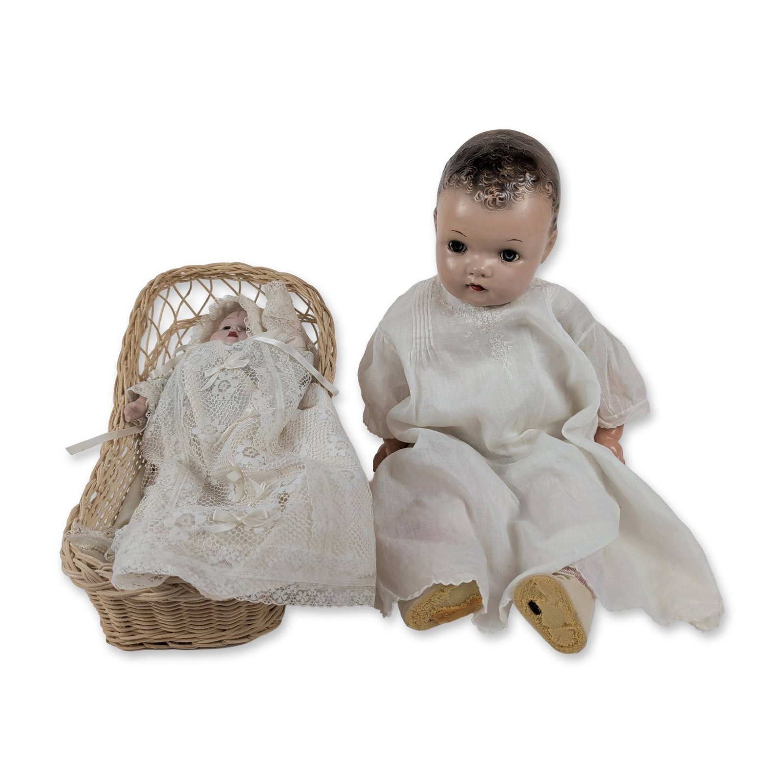 2pc Ideal Doll Co. Composition Baby Doll and Musical Doll (1 of 4)