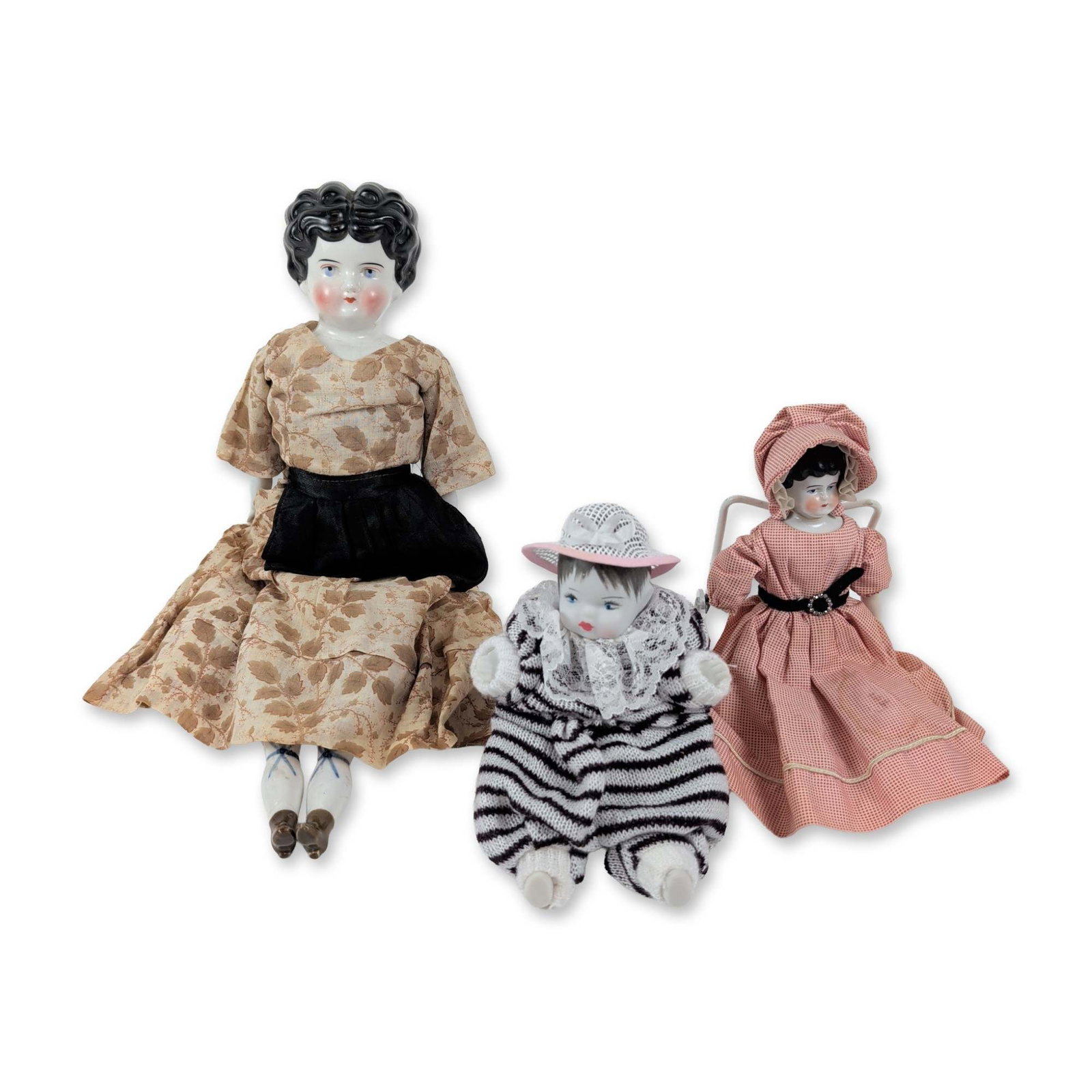 Trio of German Style Porcelain and China Head Dolls (1 of 3)