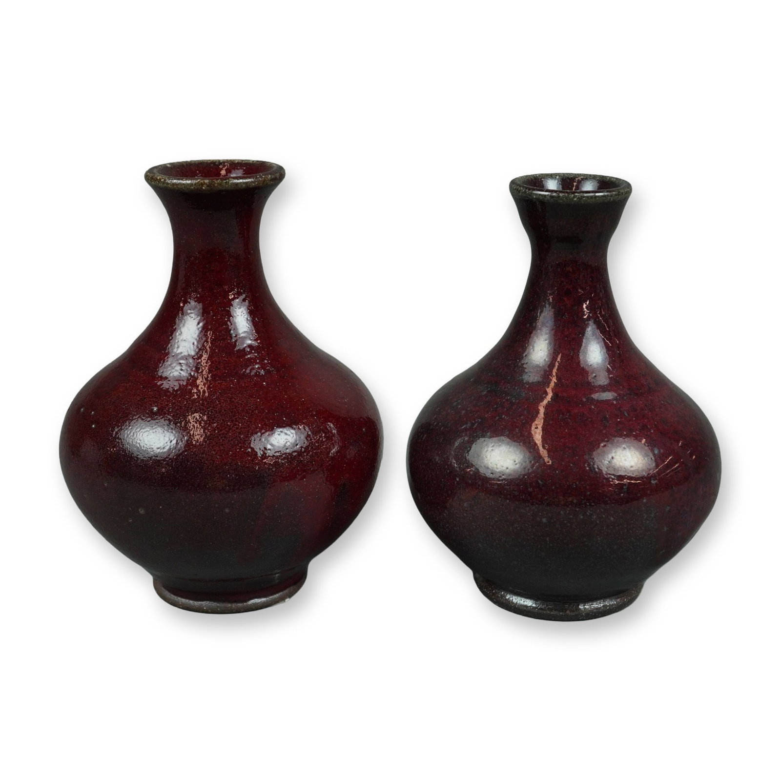 2pc Jugtown Ware Oxblood Flambe Glazed Miniature Vases by Vernon Owens (1 of 3)
