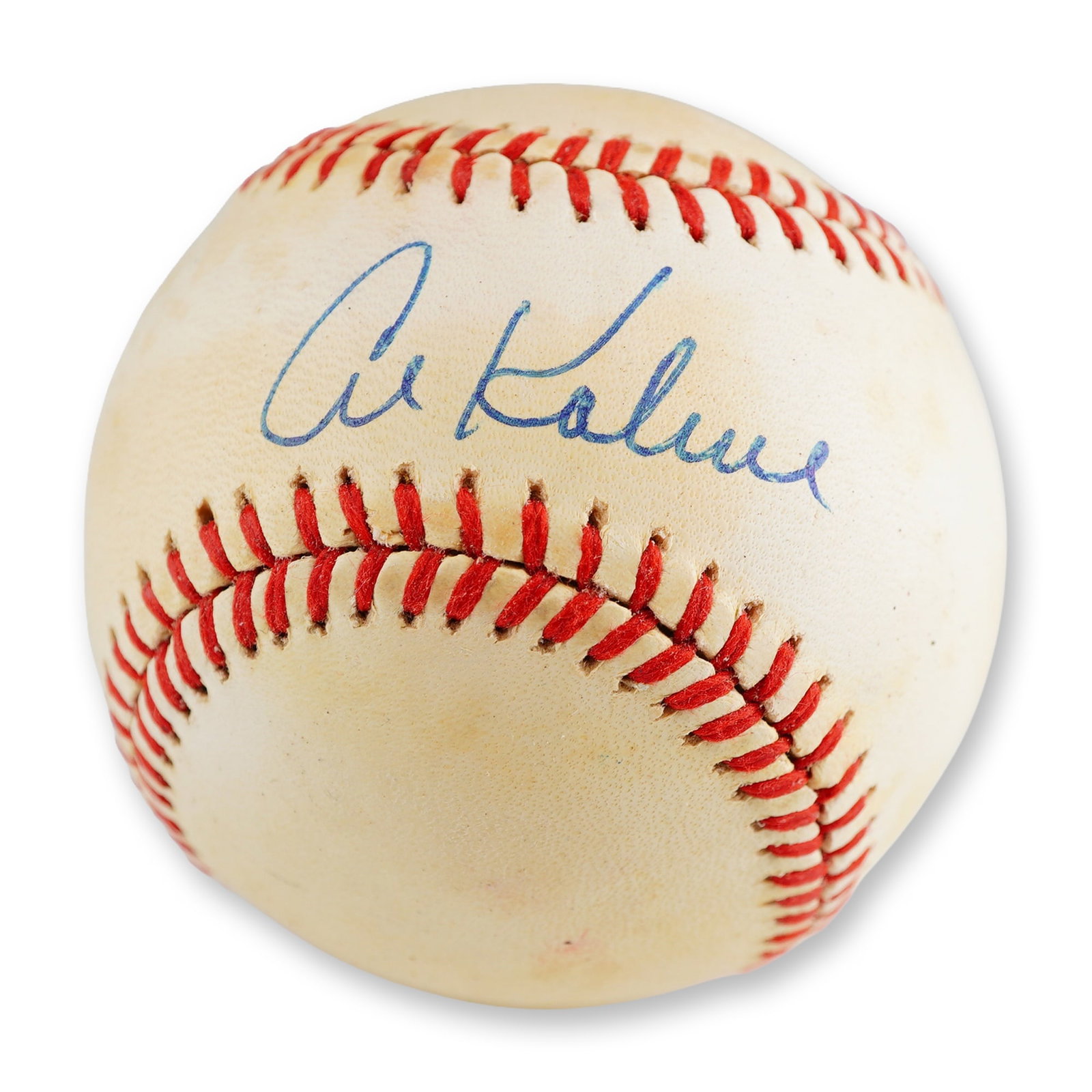 Al Kaline Signed Rawlings Official American League Baseball PSA Authenticated: This auction features a single-signed baseball from Detroit Tigers legend and 1980 Hall of Fame inductee Al Kaline. The signature of "Mr. Tiger" is rendered in bold blue ink on a side panel of a Rawli