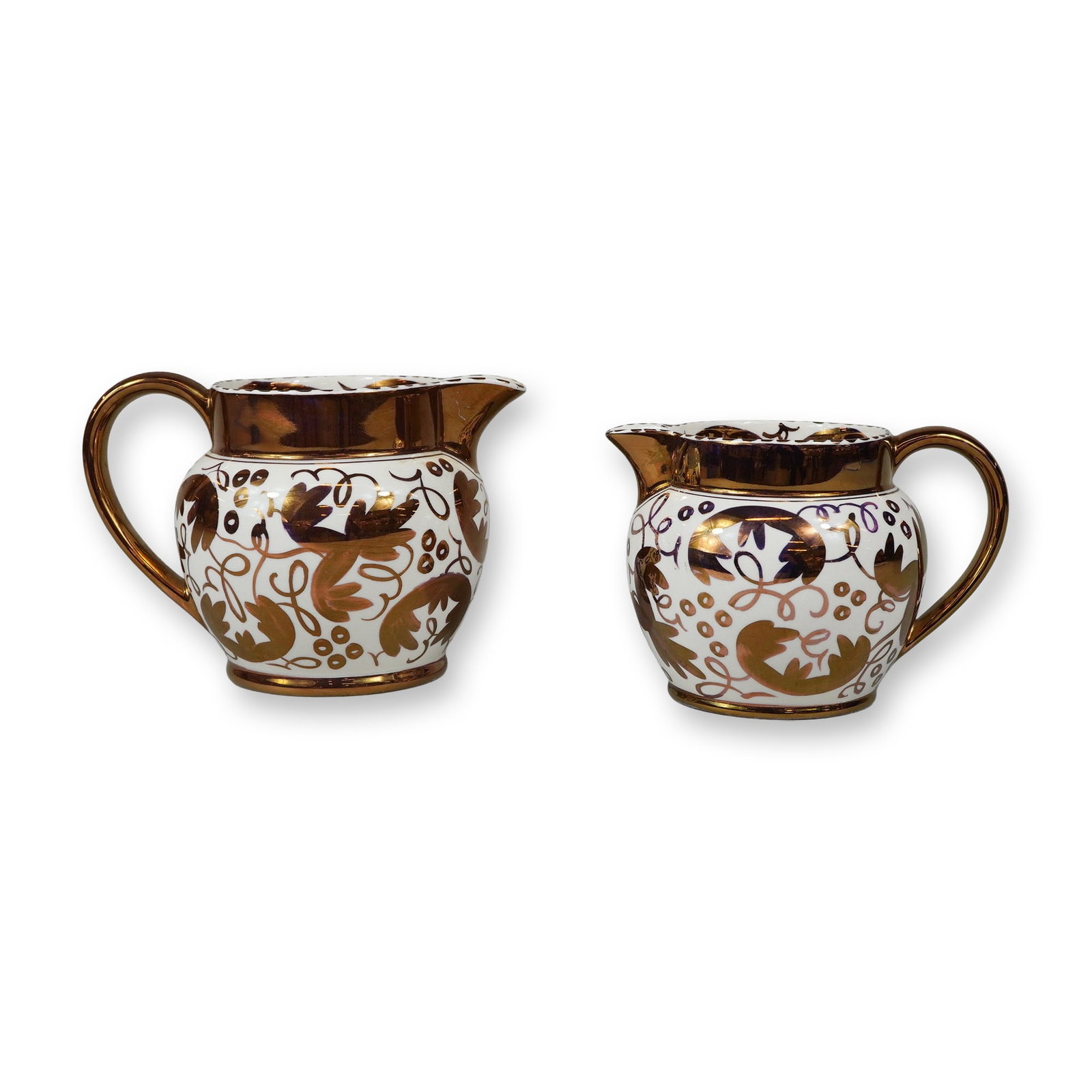 Pair of Wedgwood of Etruria and Barlaston Gilt Luster Foliate Motif Pitchers (1 of 3)