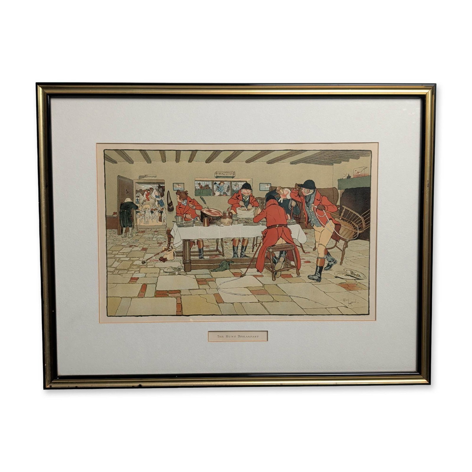 Cecil Aldin (British, 1870-1935) Color Lithograph, The Hunt Breakfast (1 of 5)