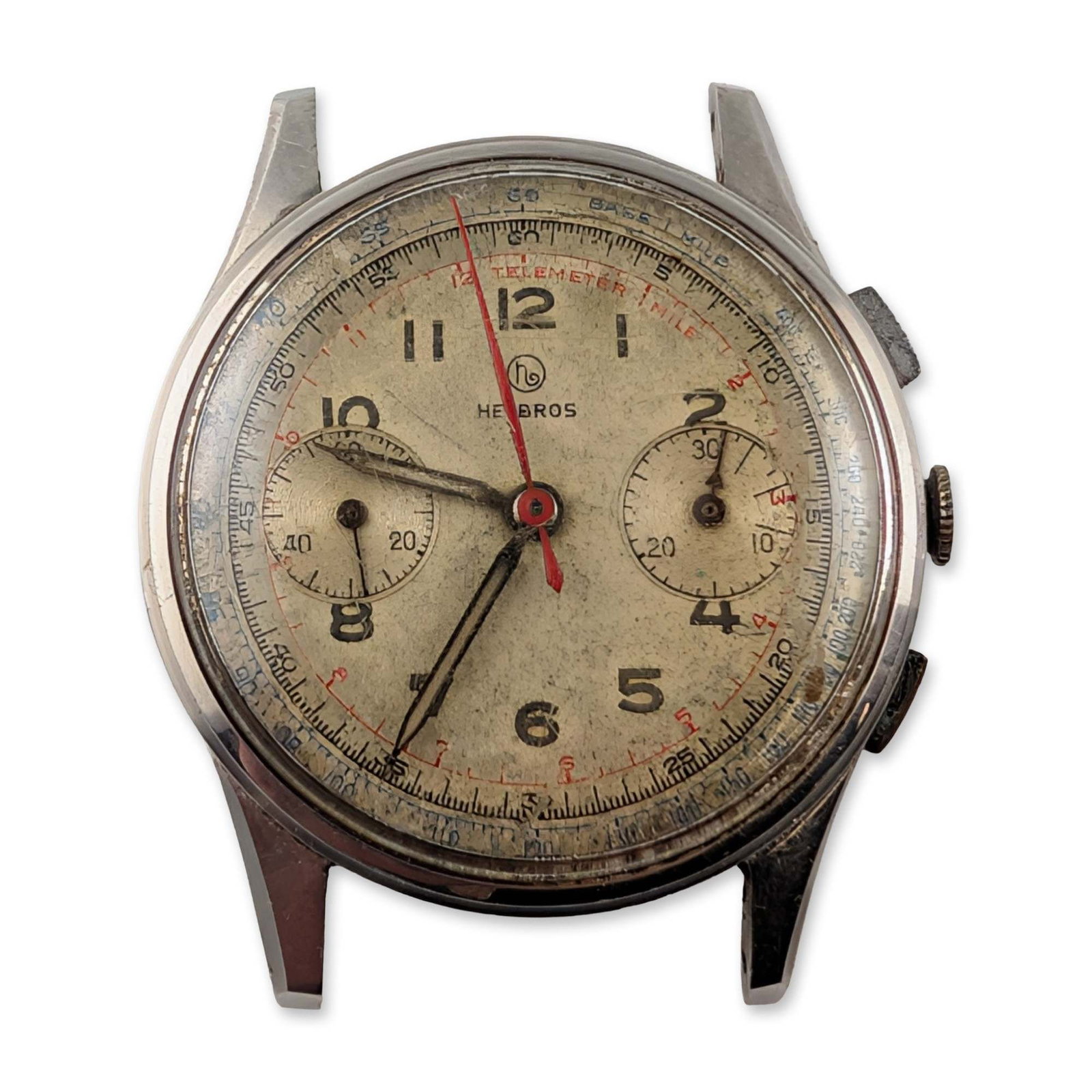 Vintage Helbros Two-Register Swiss Chronograph Wristwatch Head (1 of 3)