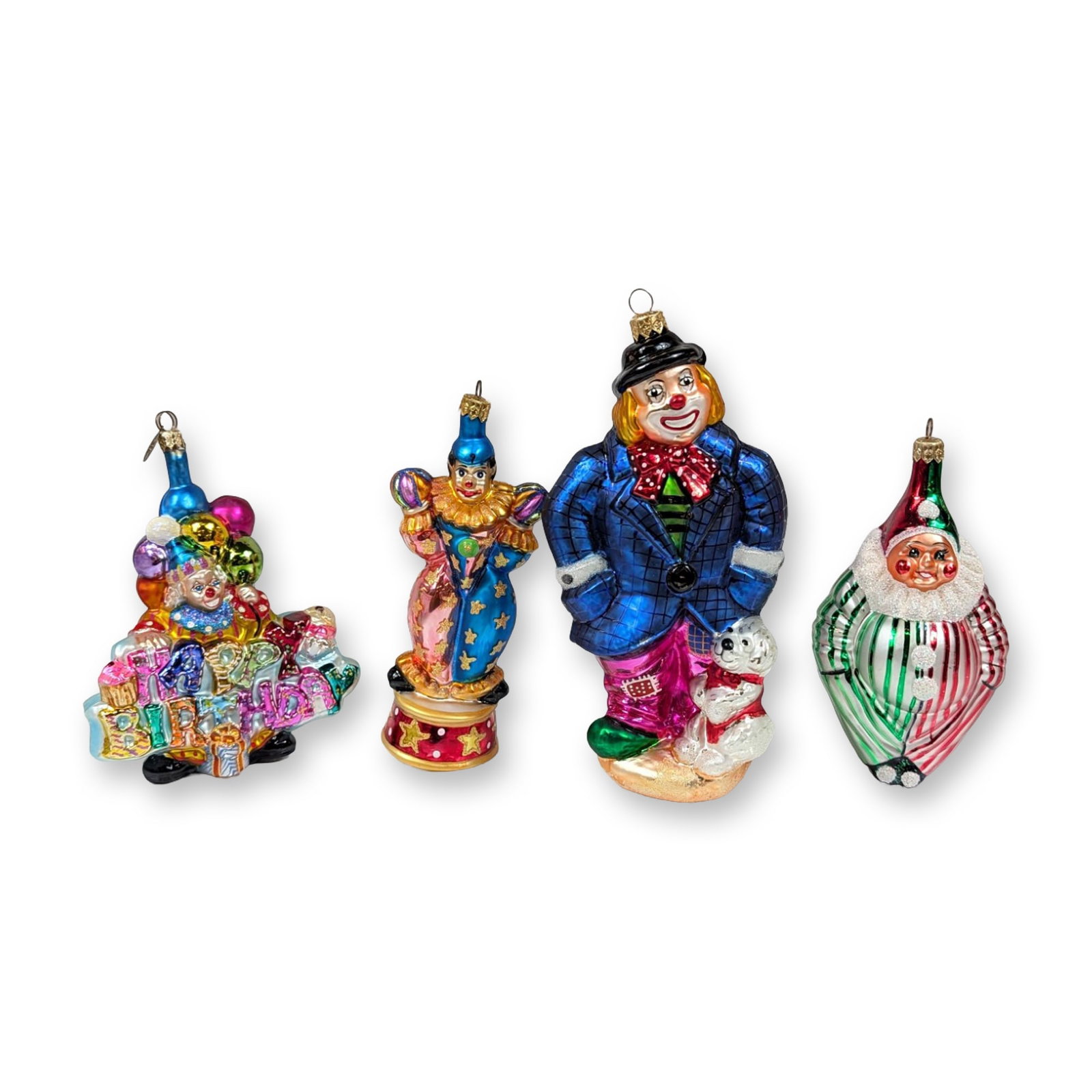 4pc Christopher Radko Hand-Painted Glass Clown Ornaments (1 of 4)