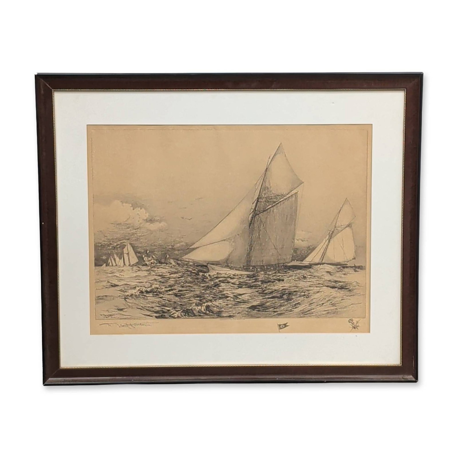 Frederick Leo Hunter (American, 1858-1943) Etching on Paper w/ Two Remarques, America's Cup, Signed (1 of 9)