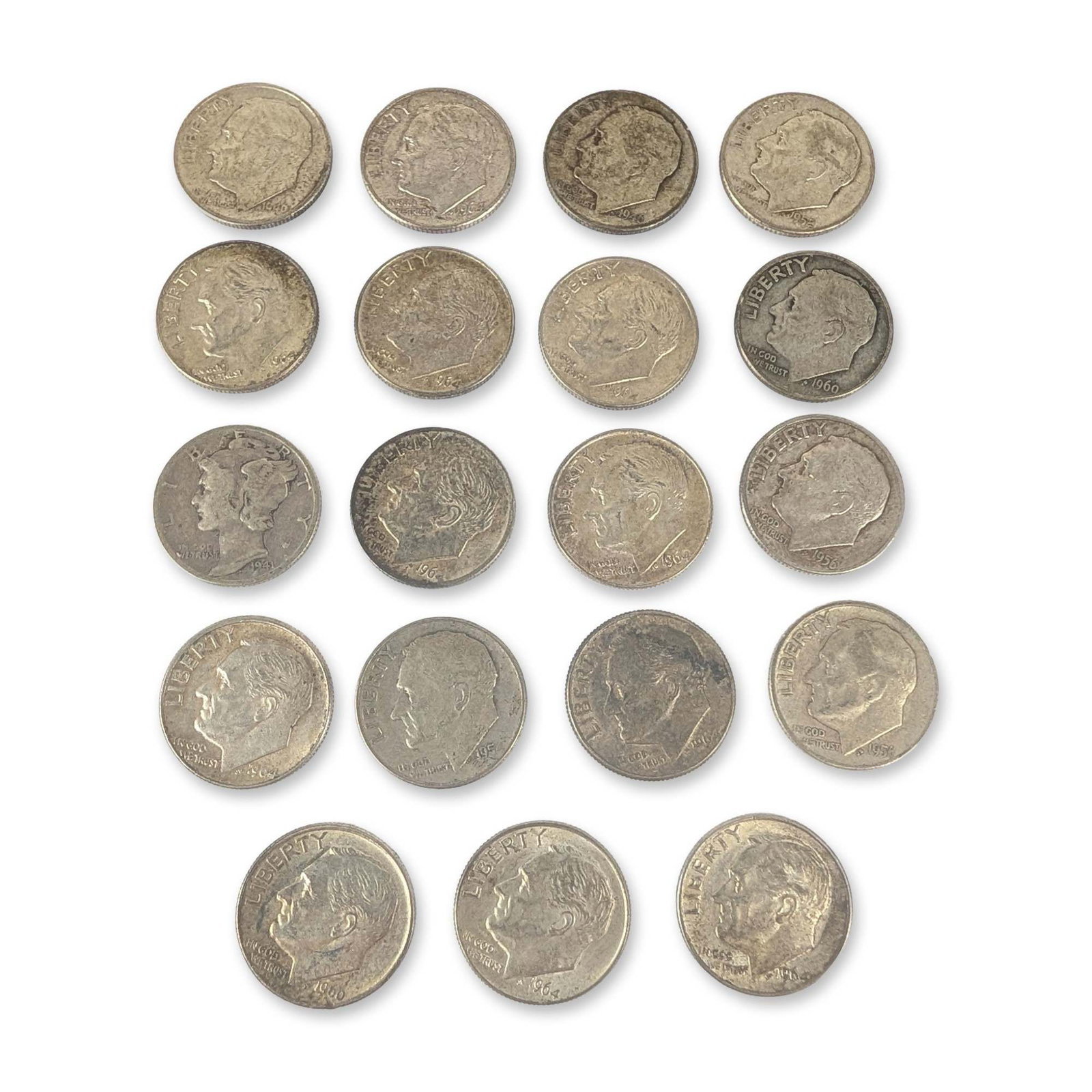 19pc US 90% Silver Dimes (1 of 3)