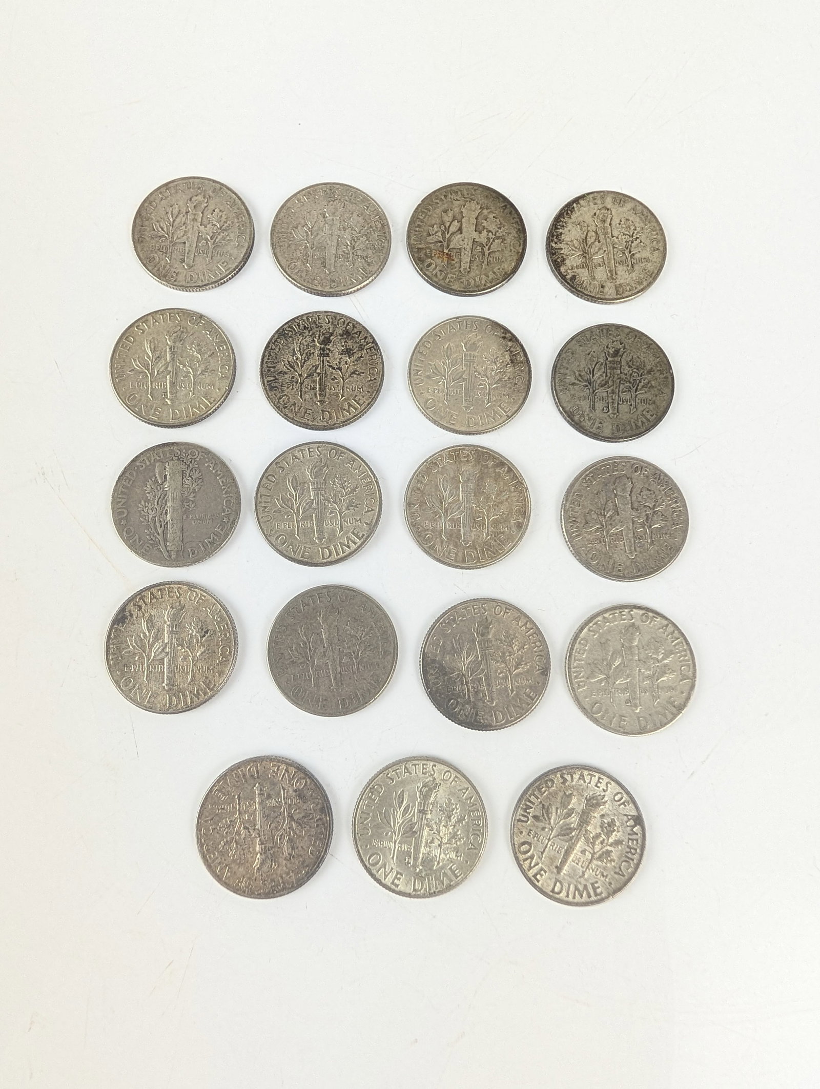 19pc US 90% Silver Dimes - 2