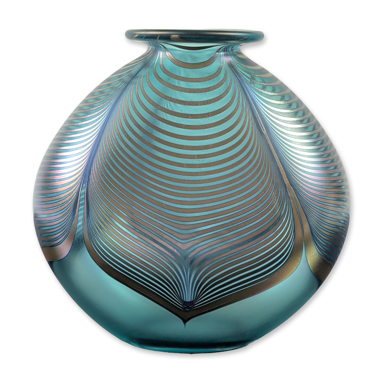 Stuart Abelman1986 Iridescent Pulled Feather Glass Vase (1 of 5)