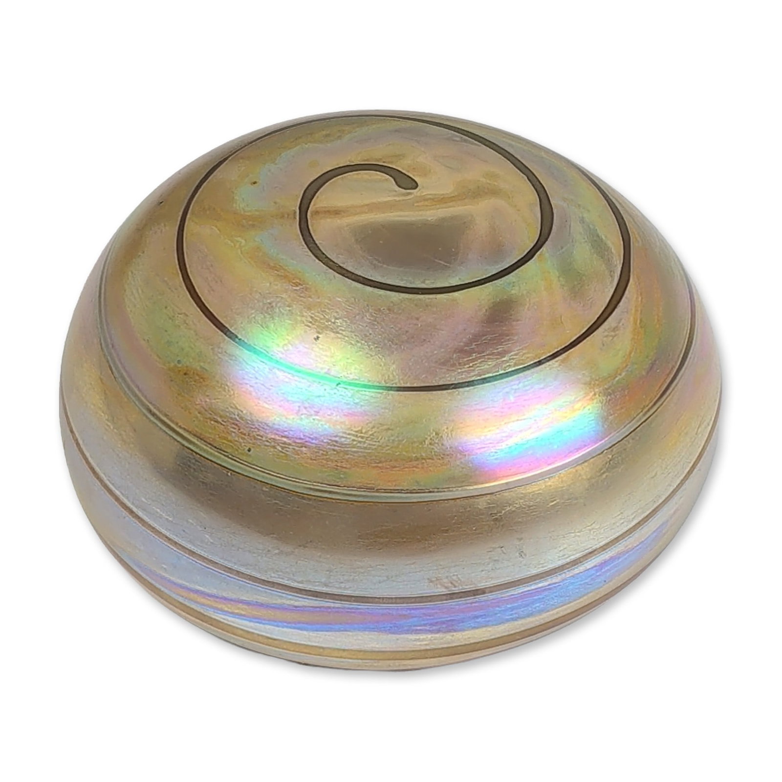 Gary Levy Iridescent Glass Spiral Paperweight (1 of 4)