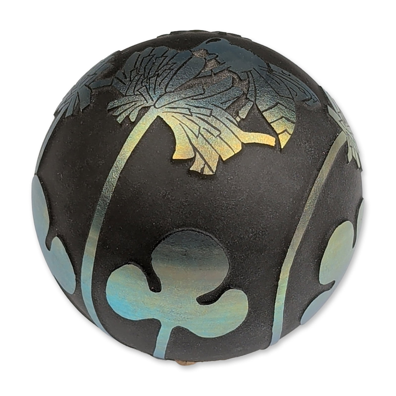 Vandermark Doug Merritt Art Glass Etched Sphere Paperweight (1 of 3)