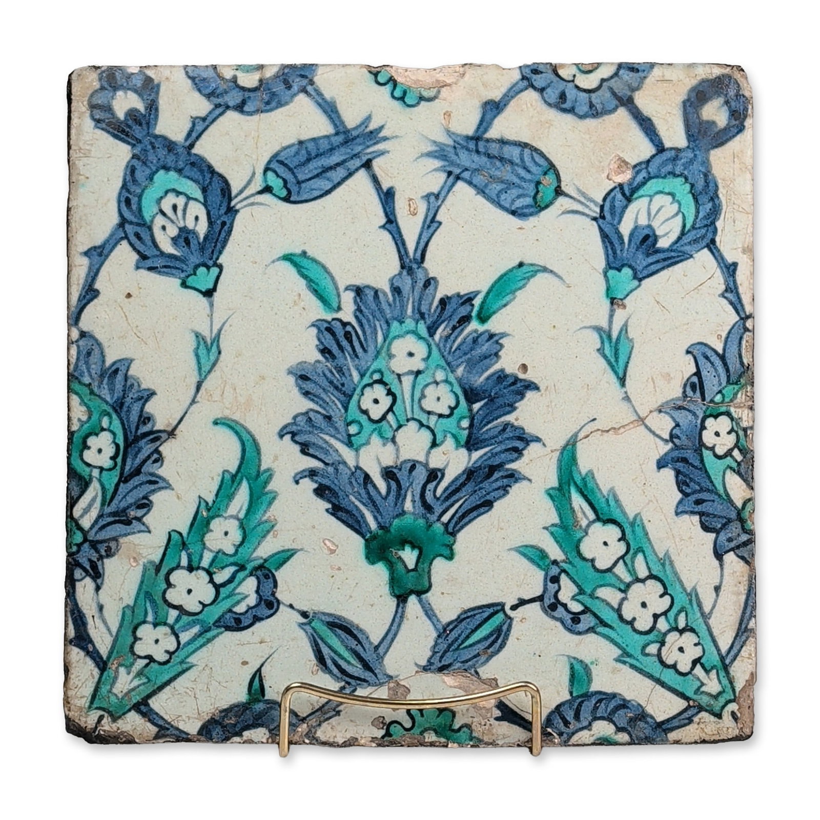 Ottoman Iznik-Style Fritware Tile with Floral Decoration (1 of 6)