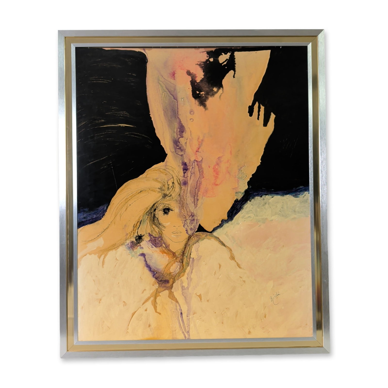 Sonia Risolia (Cuban-American 1926-2002) Mixed Media on Panel, Signed: 21st century. Caricature in pen and ink on white wove paper, featuring Broadway producer Jamie deRoy in a minimalist linear style. The subject is depicted with her characteristic star facial mark and 