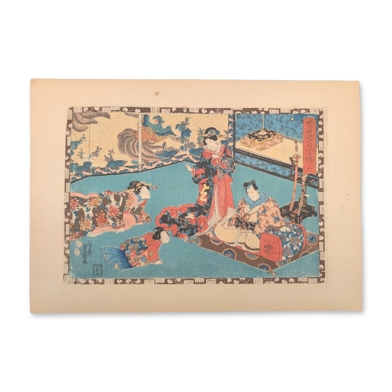 After Utagawa Toyokuni II (Toyoshige, Japan 1777-1835) Woodcut from Tales of Genji (1 of 5)