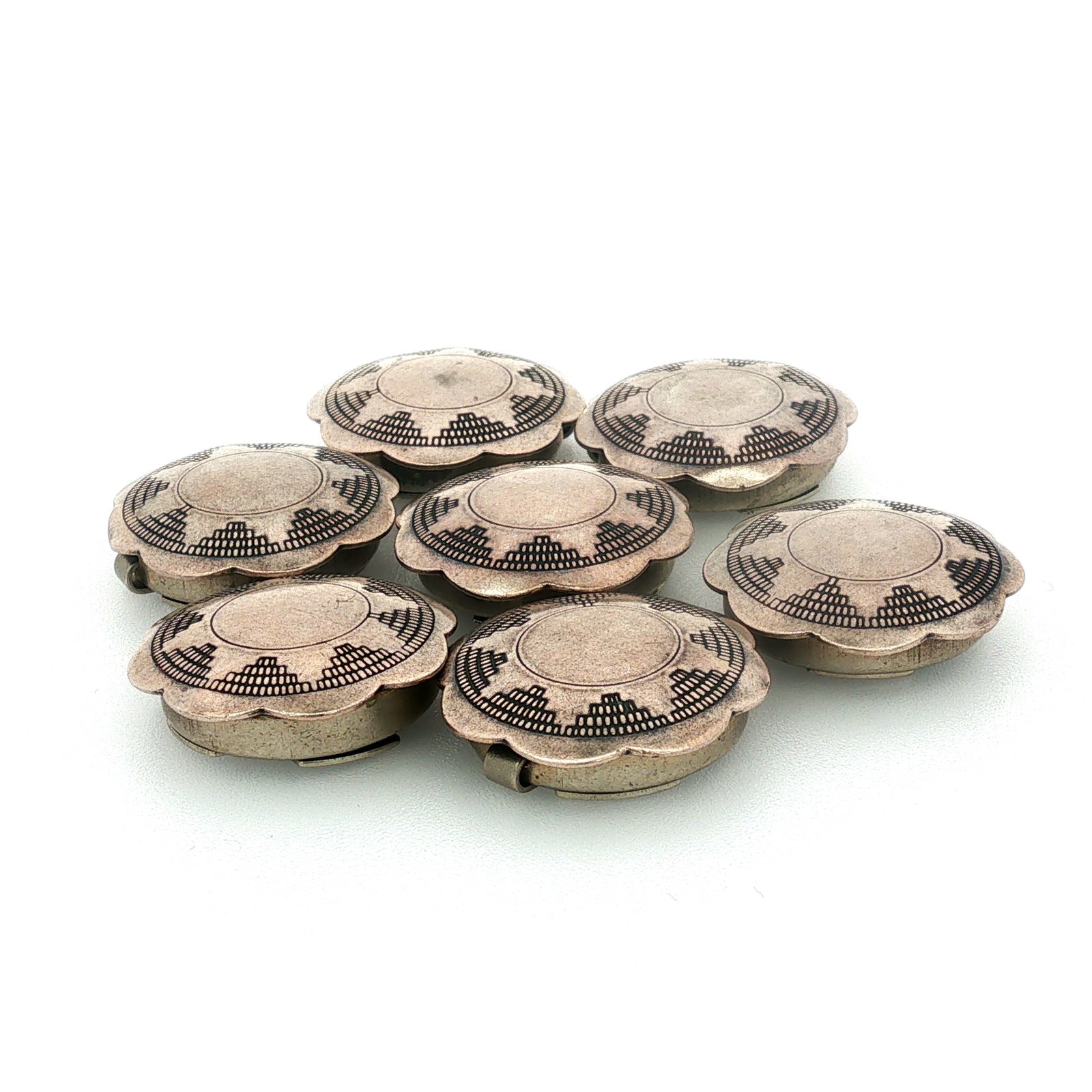7pc Sterling Silver Western Button Covers - 3