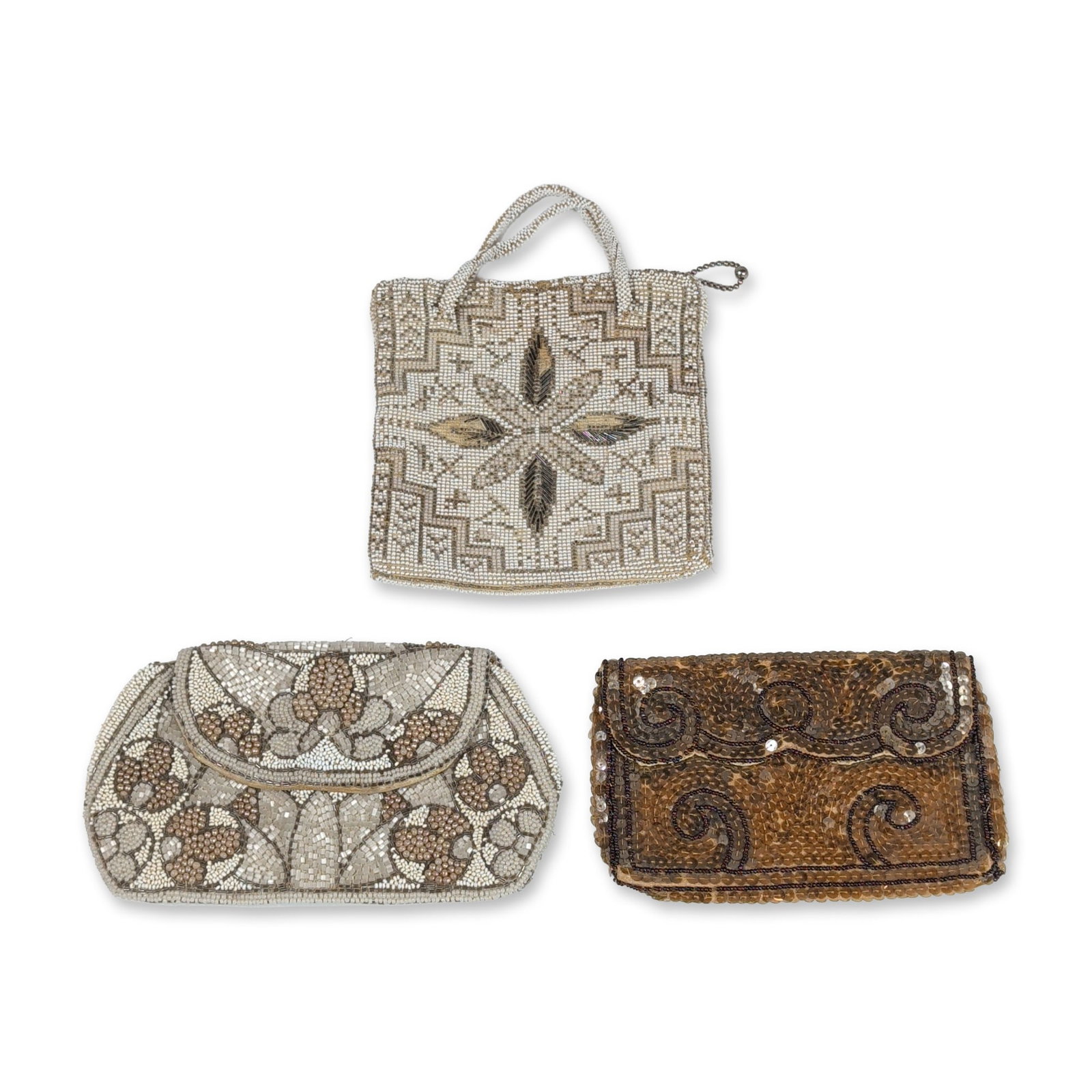 3pc Vintage French Beaded and Sequined Evening Bags (1 of 9)